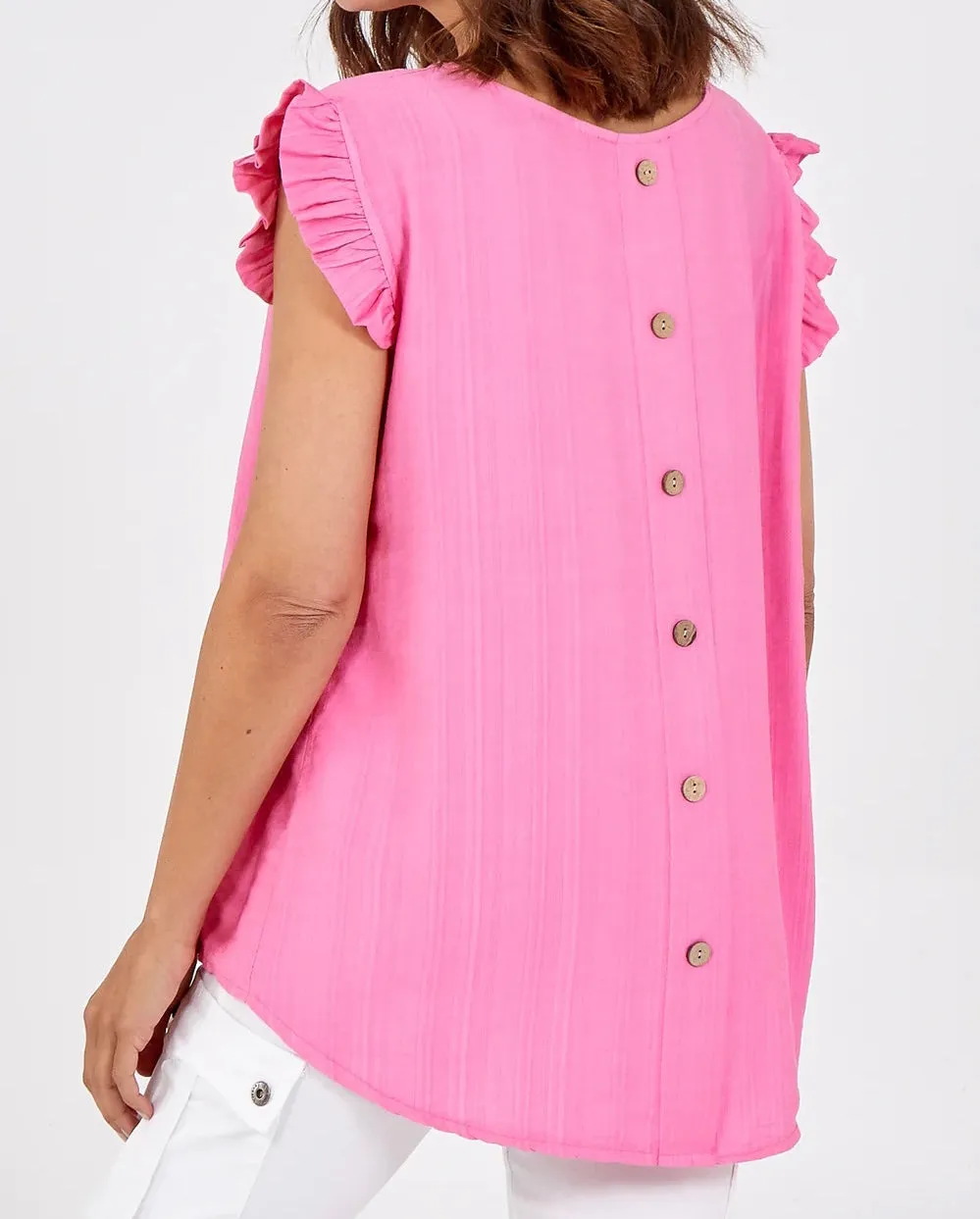 Frill Sleeve Button Back Top (2 Colours)