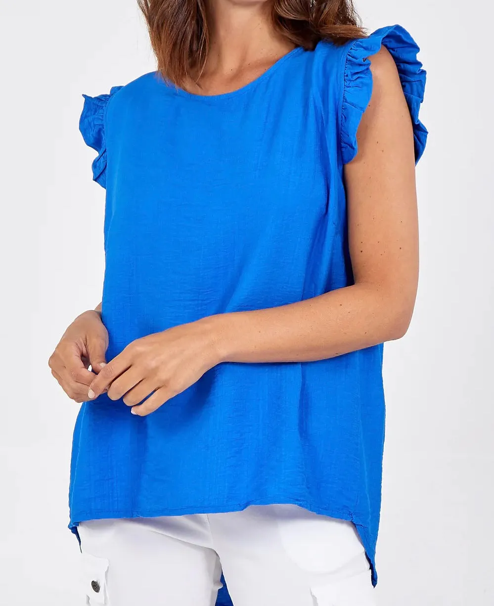 Frill Sleeve Button Back Top (2 Colours)