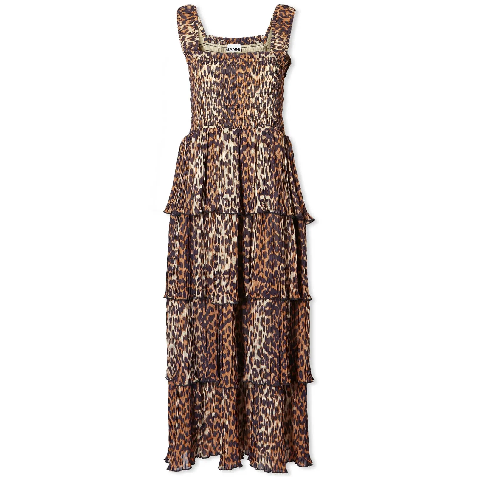 Ganni Georgette Smock Midi Dress, Almond Milk