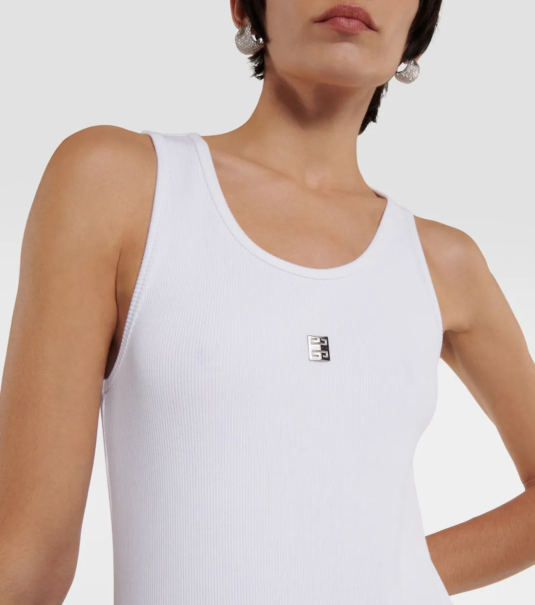 Givenchy Ribbed Cotton Jersey Maxi Dress, White