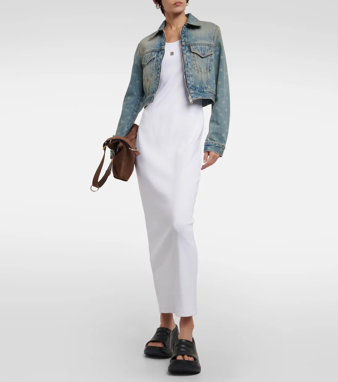 Givenchy Ribbed Cotton Jersey Maxi Dress, White