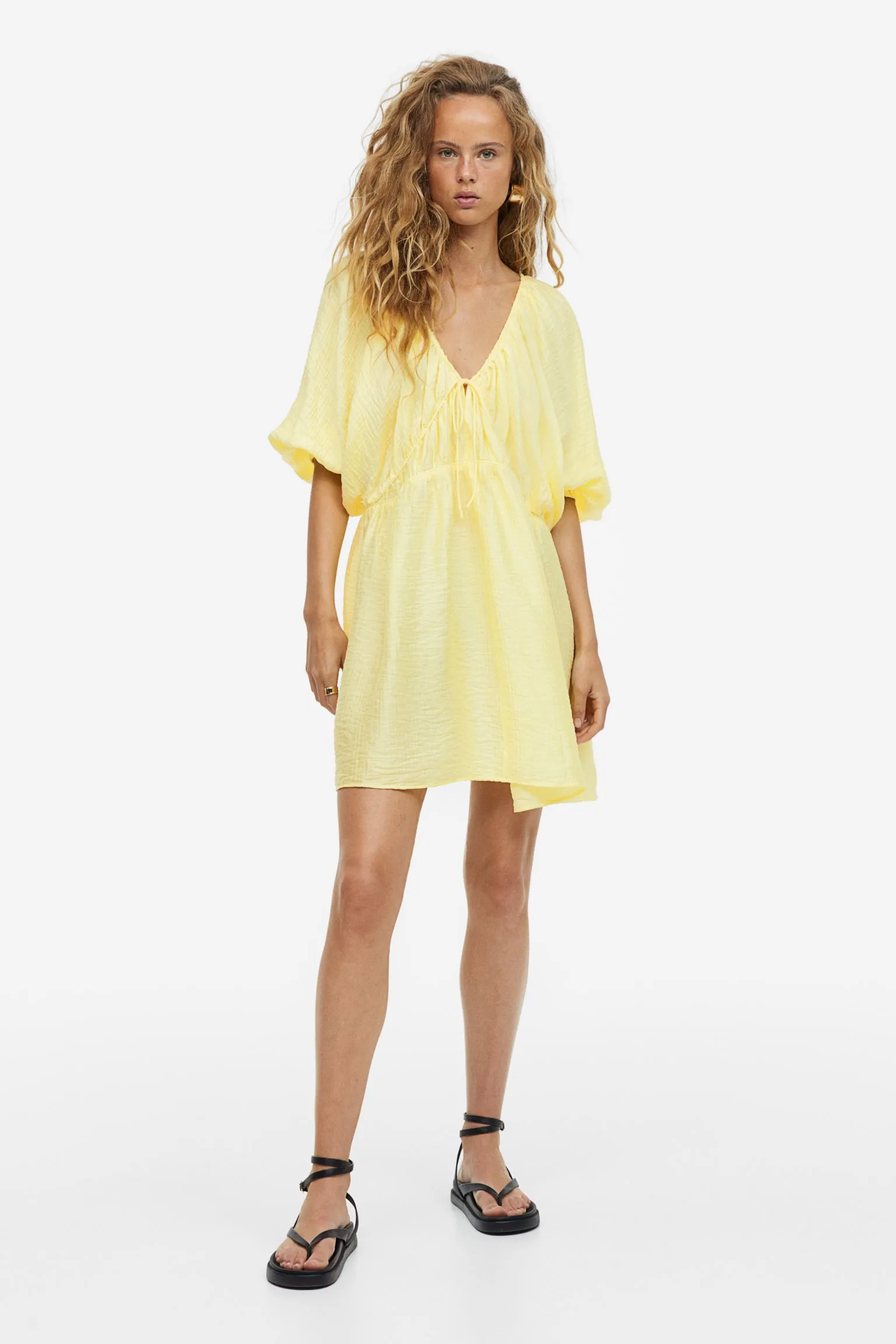 H&M Oversized Lyocell-blend dress, yellow
