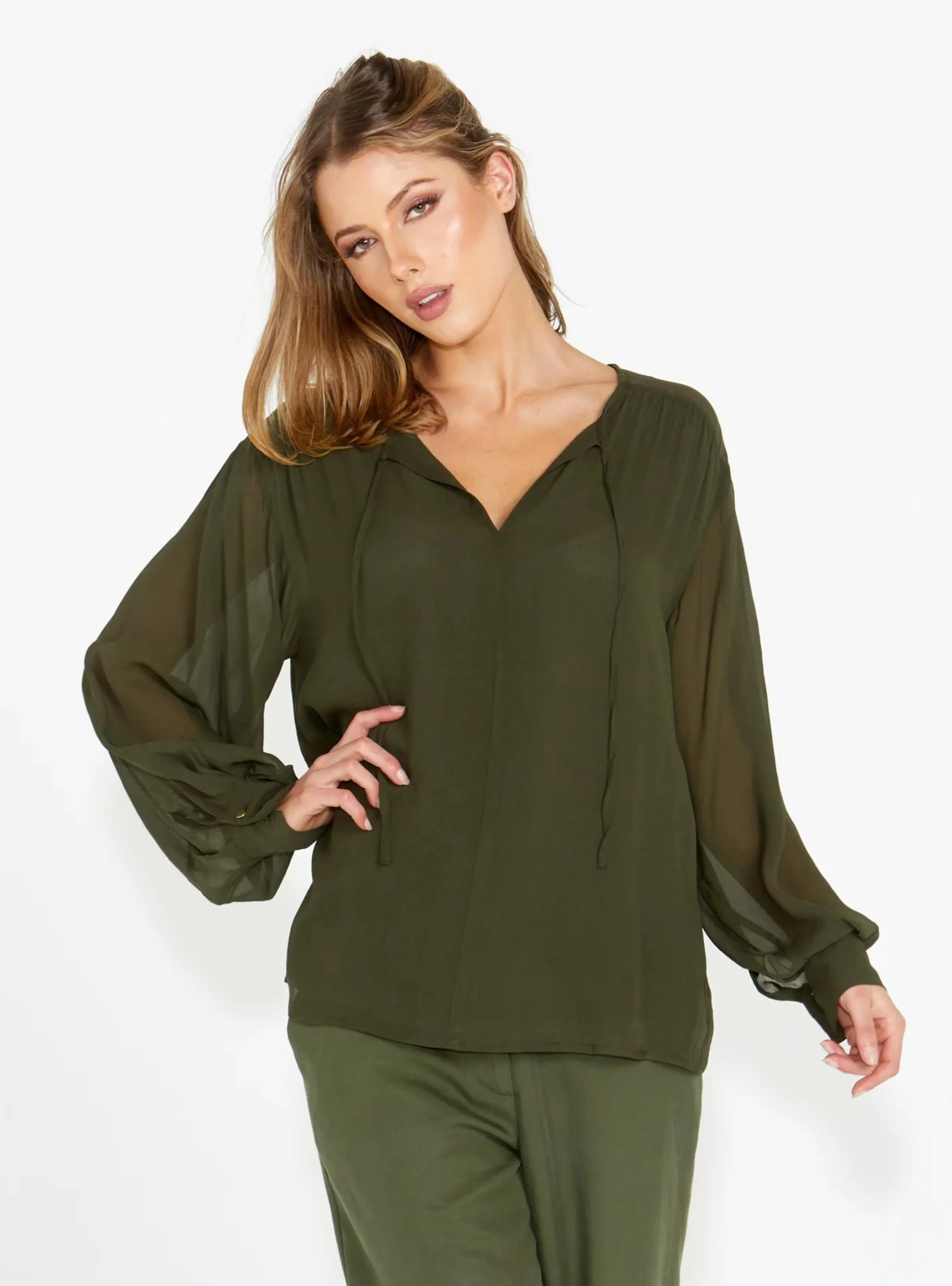 HONEST BOHO BLOUSE - Olive