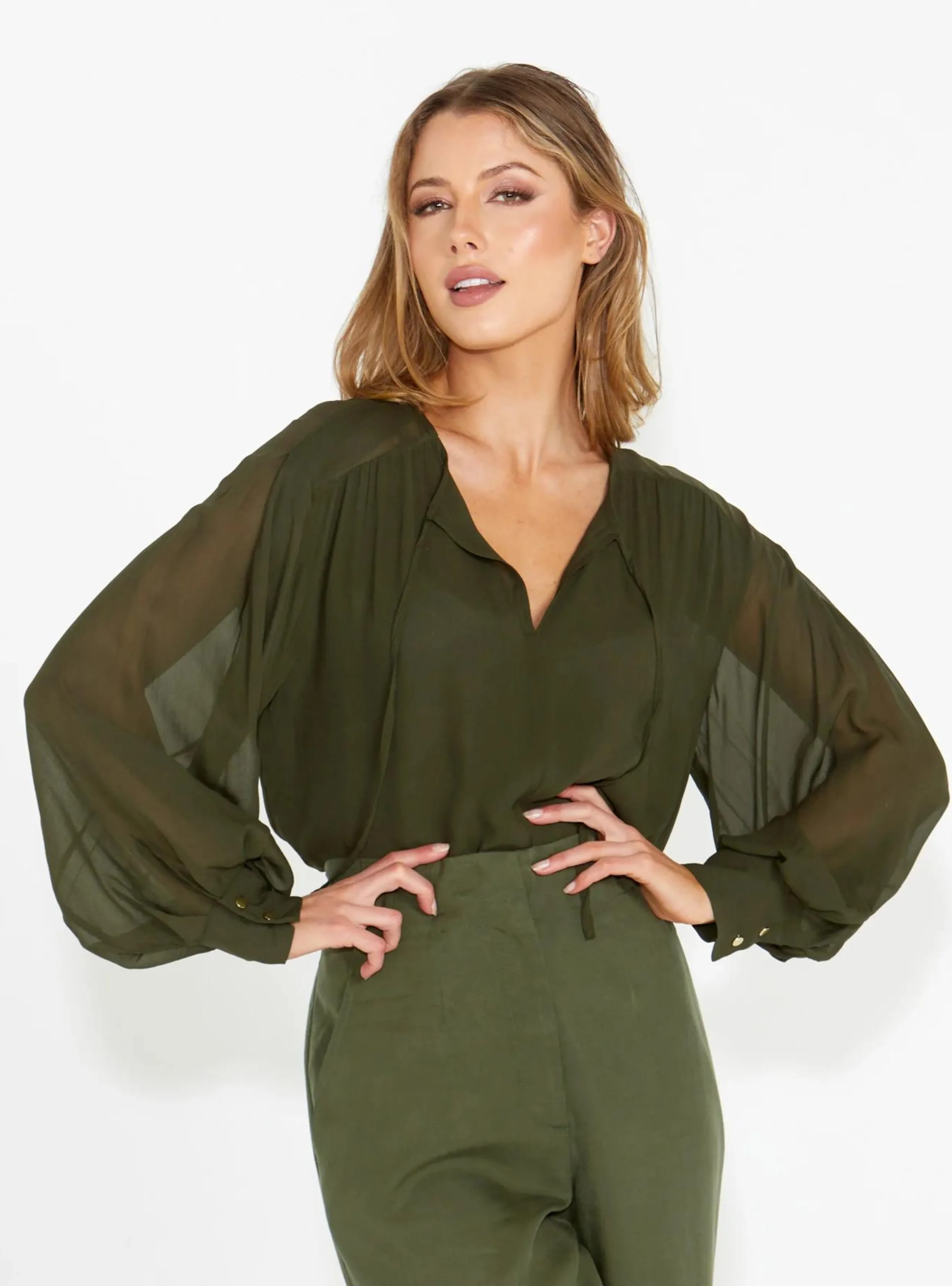 HONEST BOHO BLOUSE - Olive