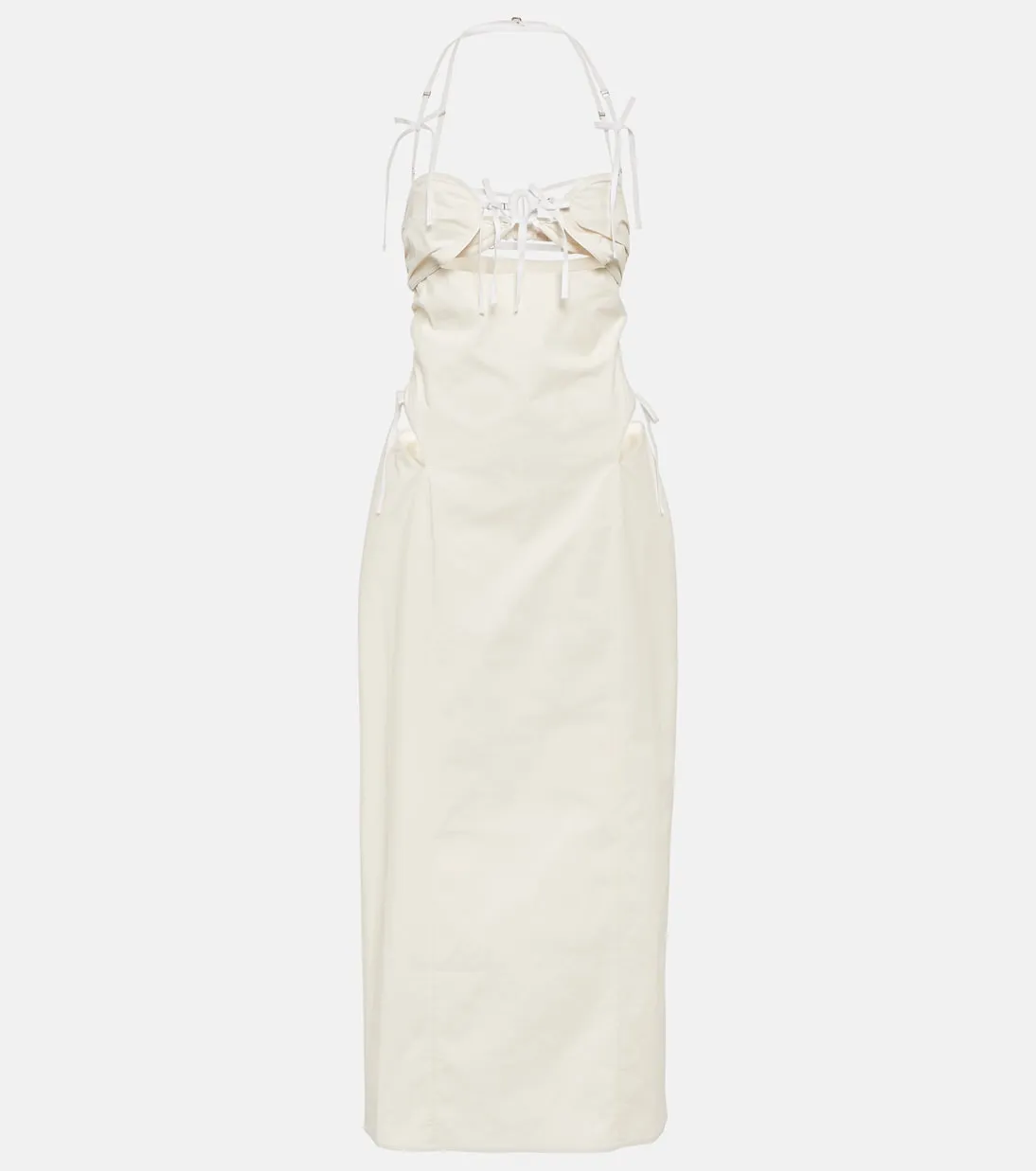Jacquemus cotton blend la robe ruby midi dress, beige