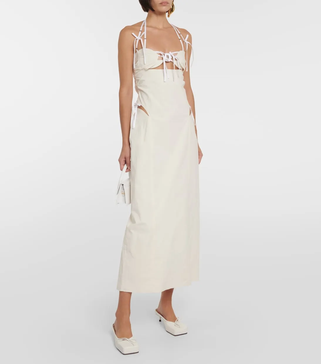 Jacquemus cotton blend la robe ruby midi dress, beige