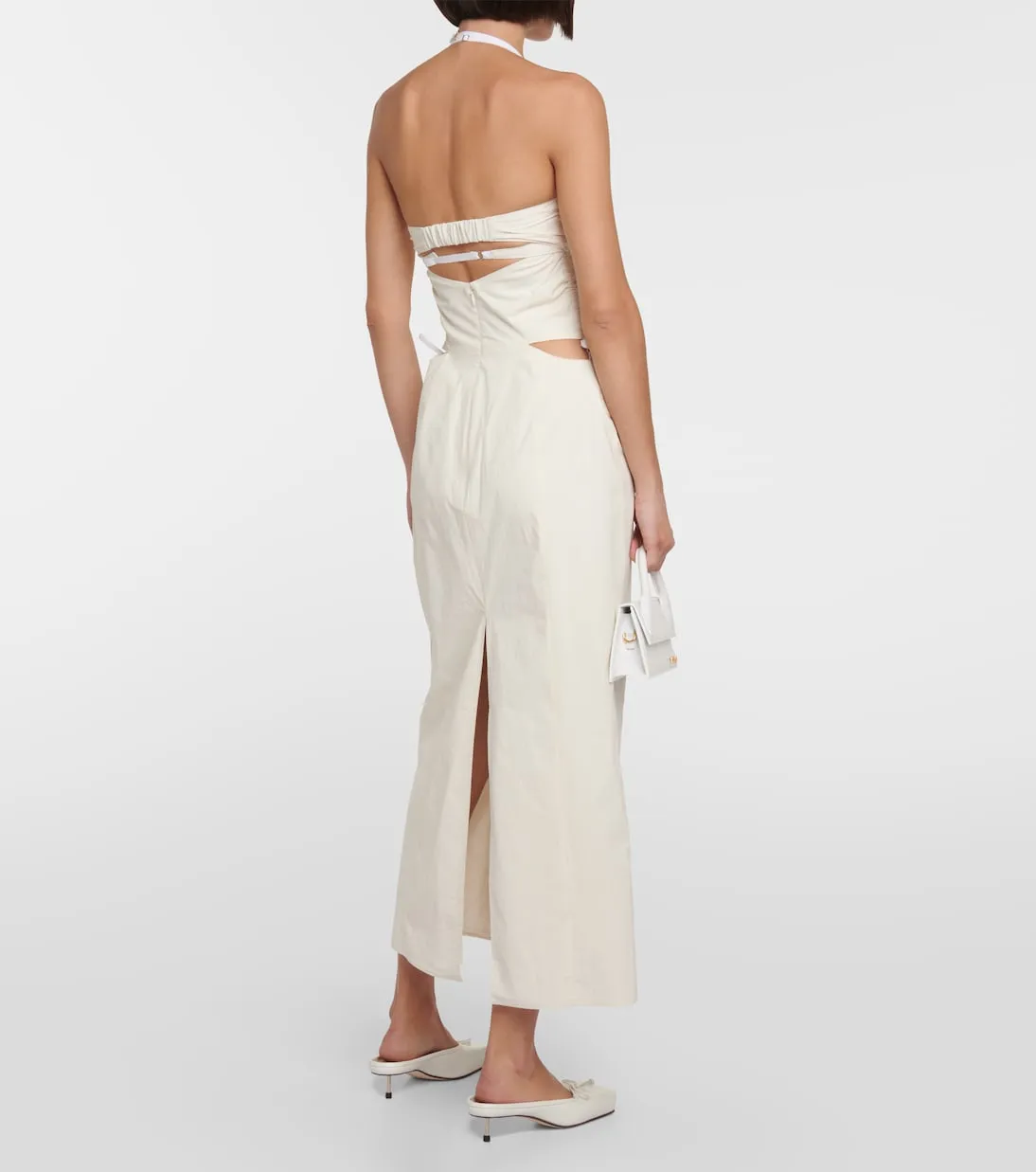Jacquemus cotton blend la robe ruby midi dress, beige