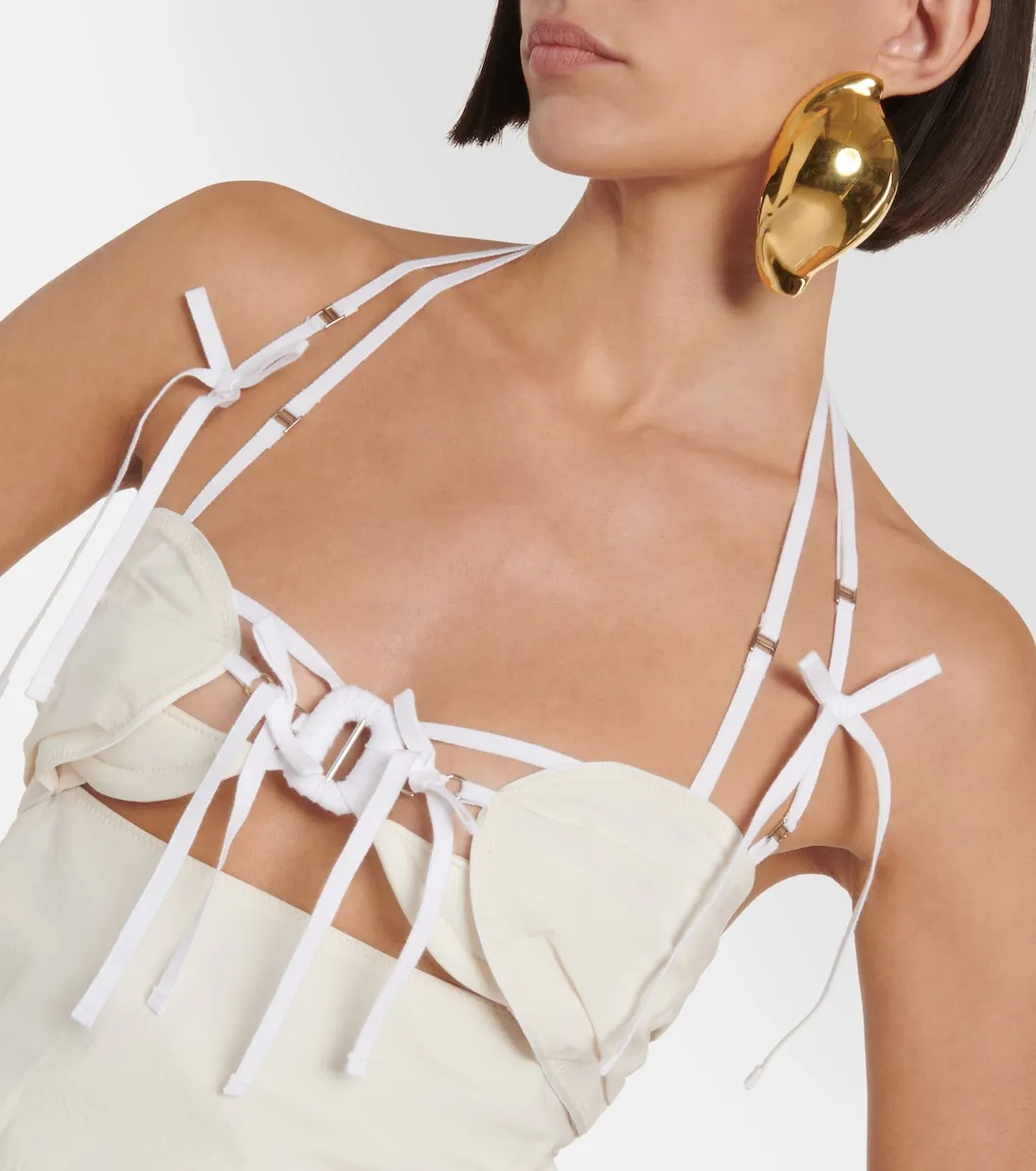Jacquemus cotton blend la robe ruby midi dress, beige