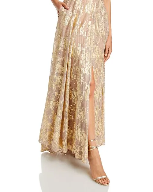 Knitted dress with foil straps AQUA, Gold color