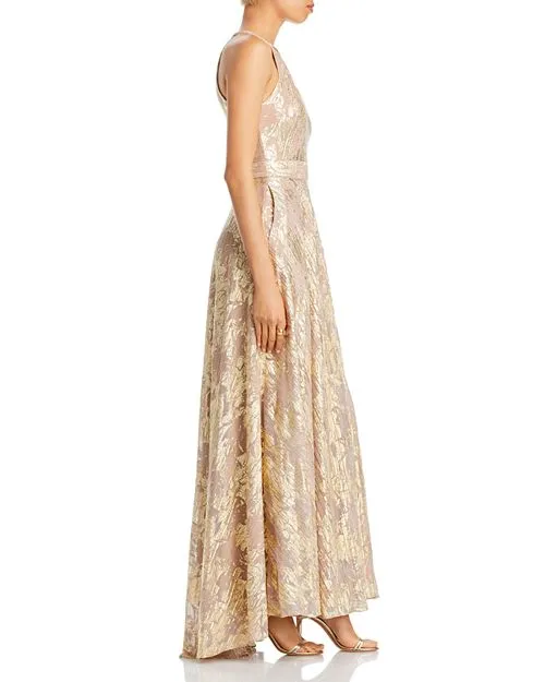 Knitted dress with foil straps AQUA, Gold color