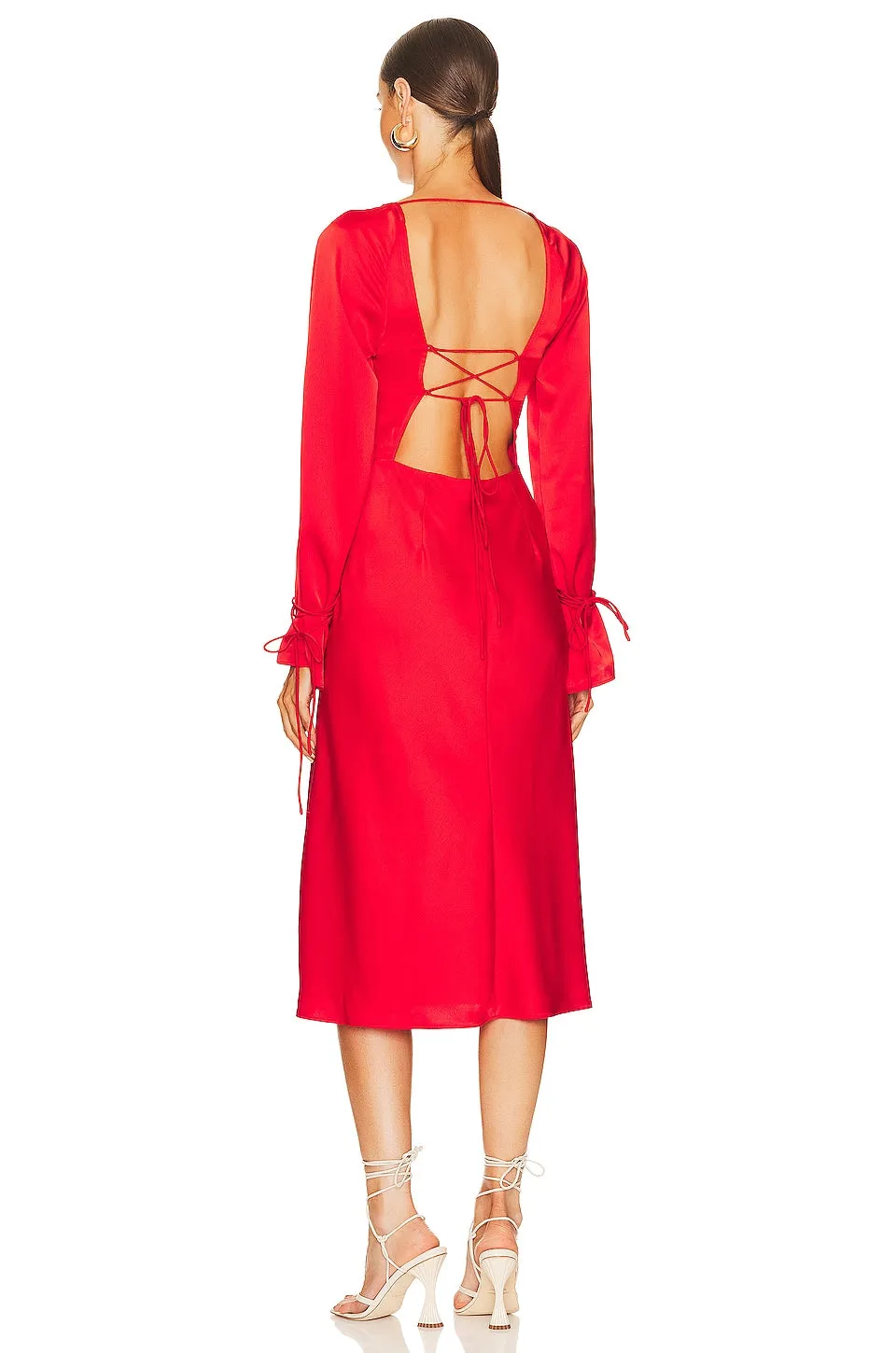 L'Academie Connor Midi Dress in Bright Red