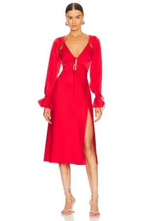 L'Academie Connor Midi Dress in Bright Red