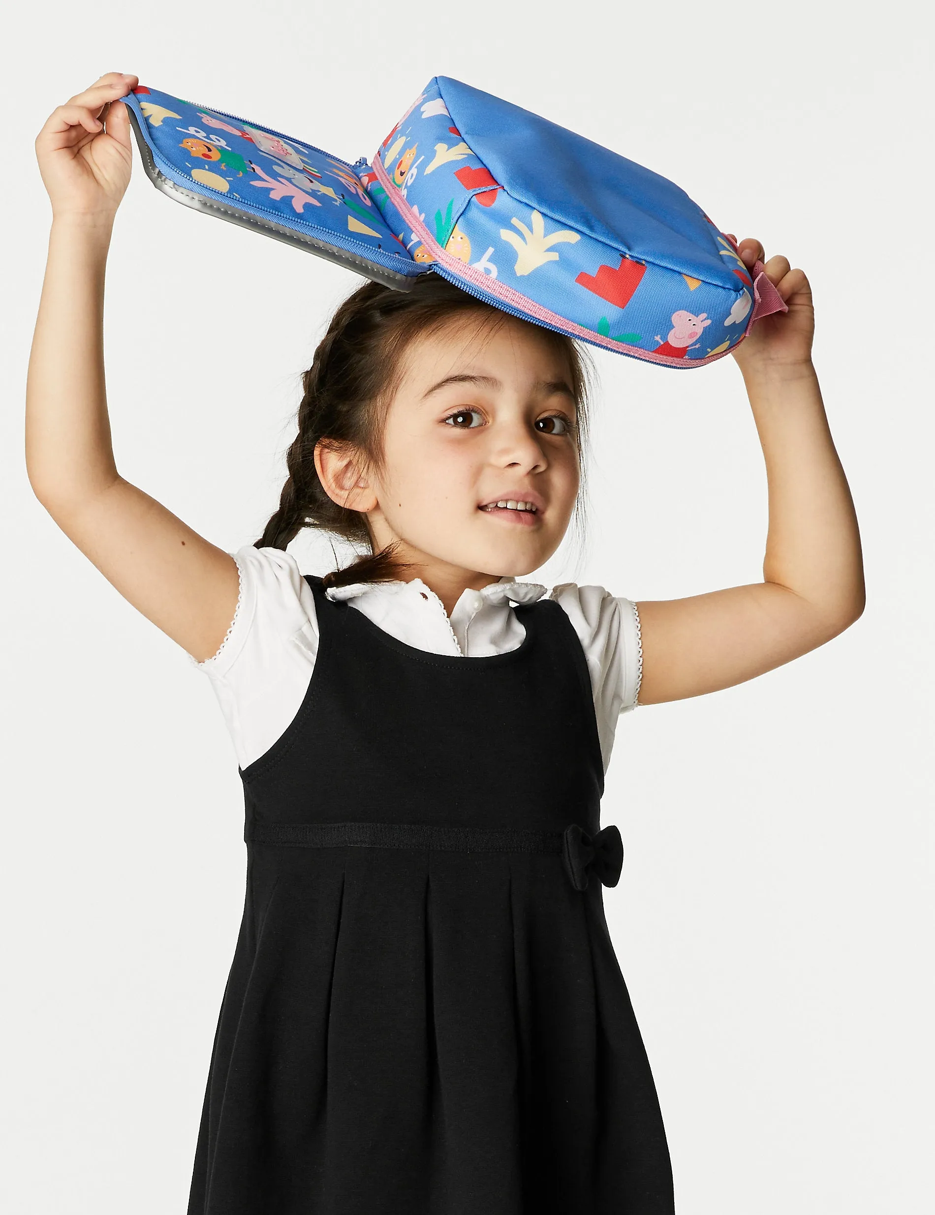 Marks & Spencer Jersey School Sundress with Bow for Girls (2-12 Years), Black