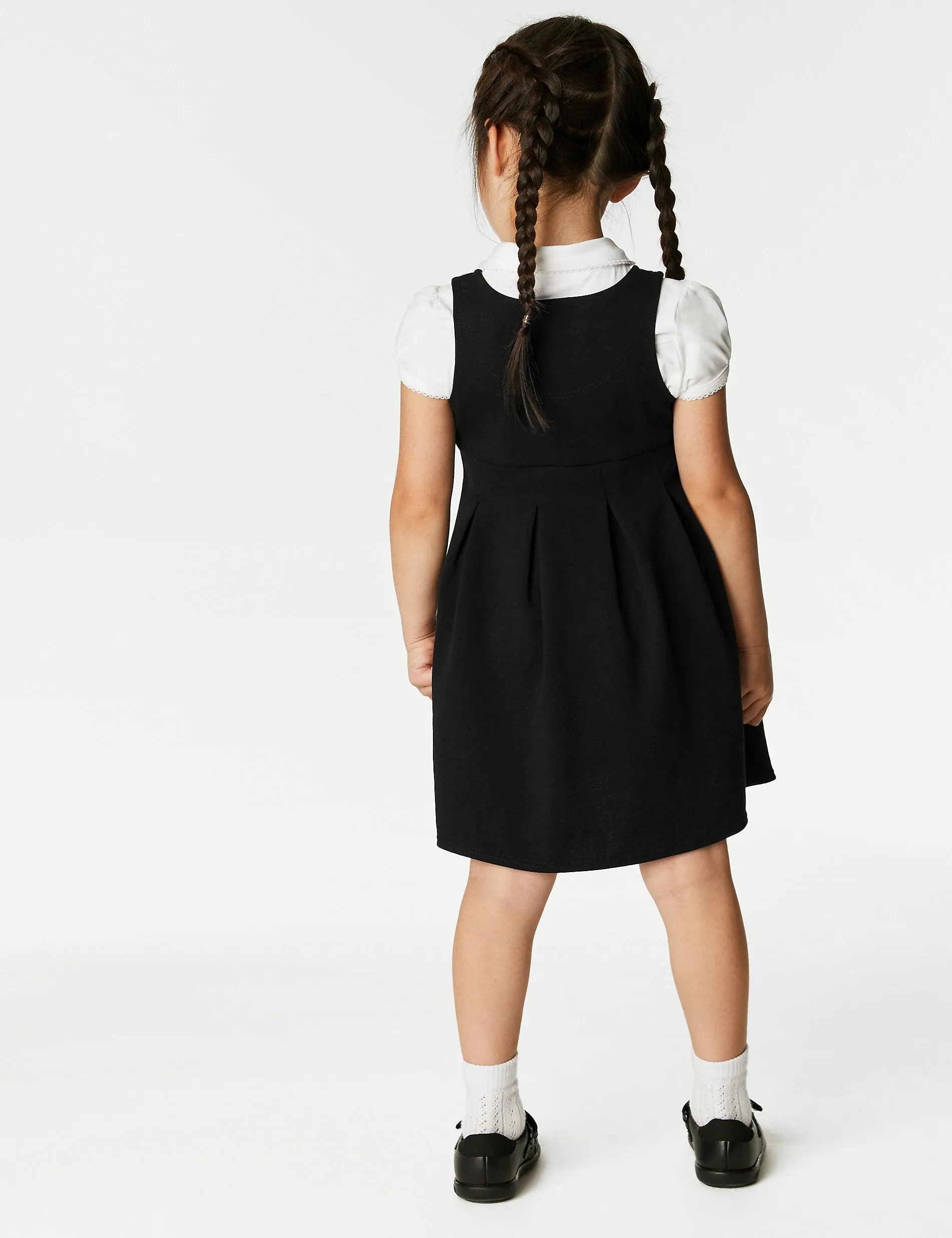 Marks & Spencer Jersey School Sundress with Bow for Girls (2-12 Years), Black