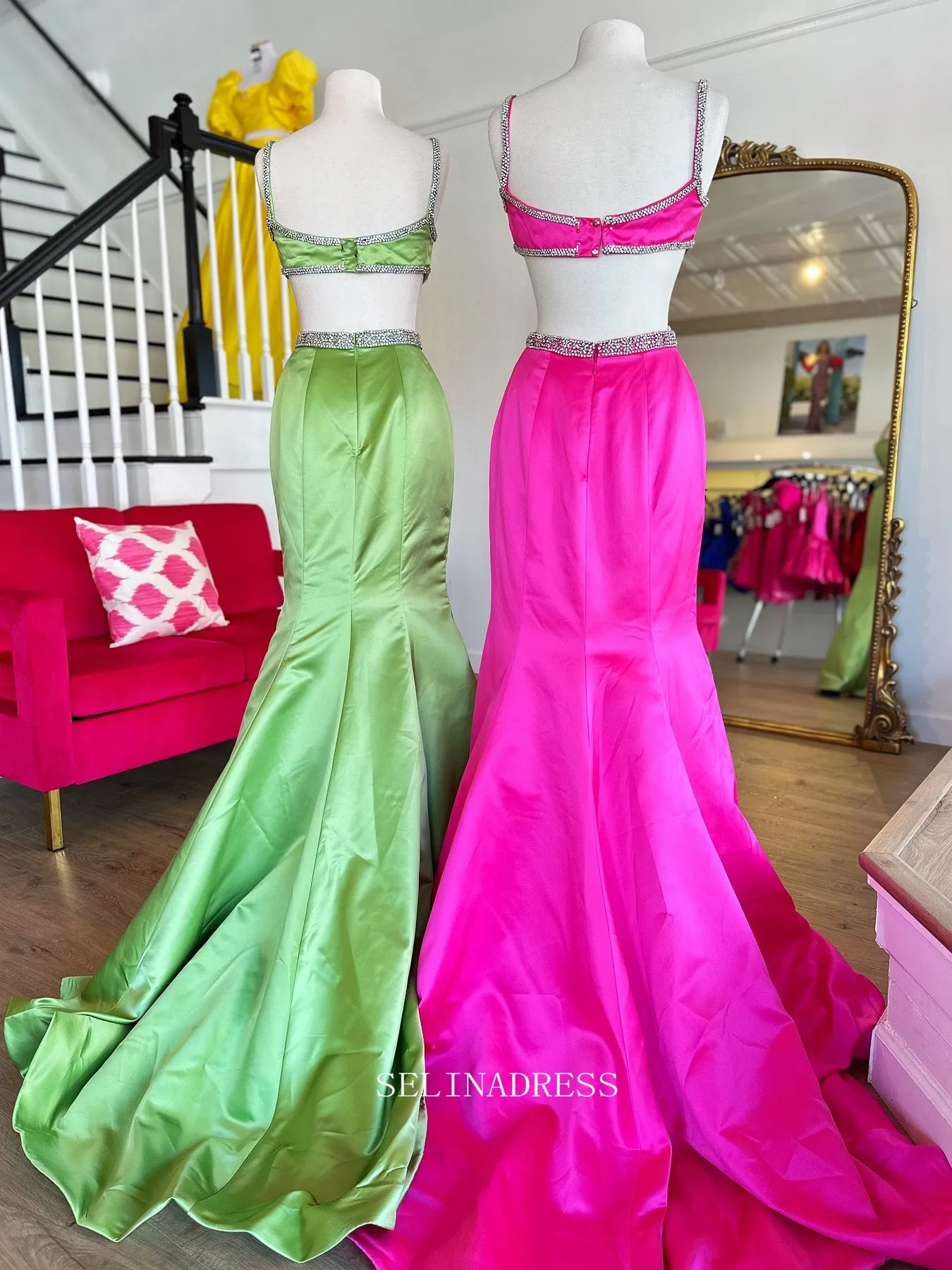 Mermaid Straps Beaded Long Prom Dress Beautiful Evening Dress Cheap Formal Dress TKL3013
