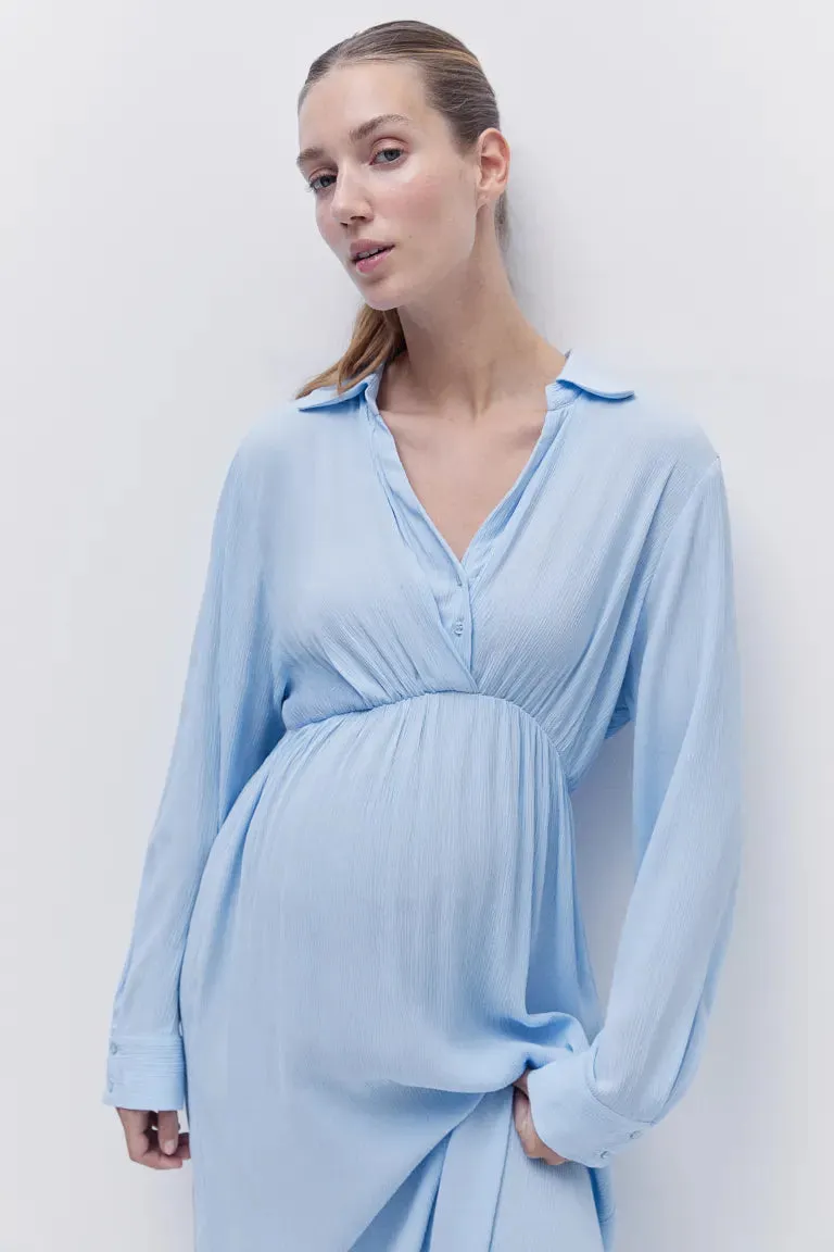 Mom maternity/nursing dress before and after H&M, blue