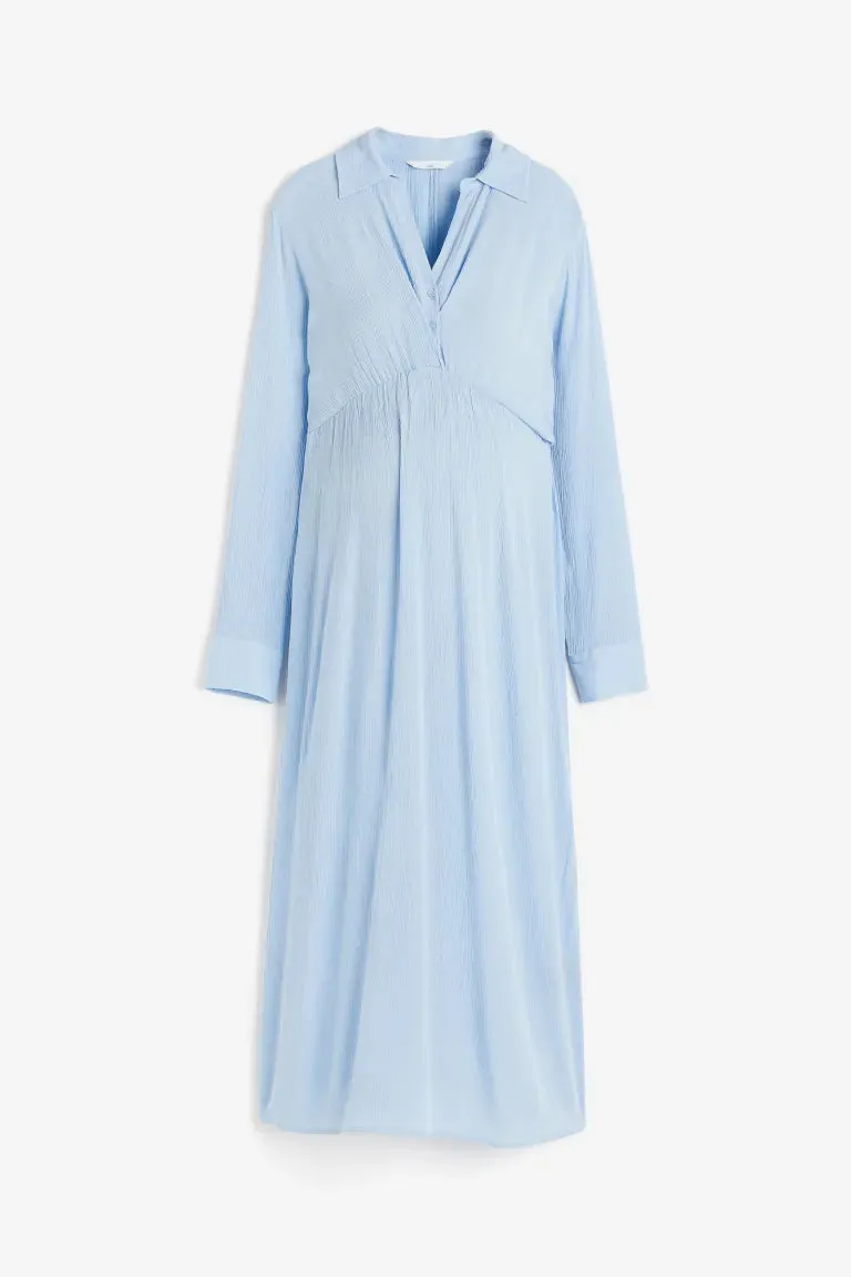 Mom maternity/nursing dress before and after H&M, blue