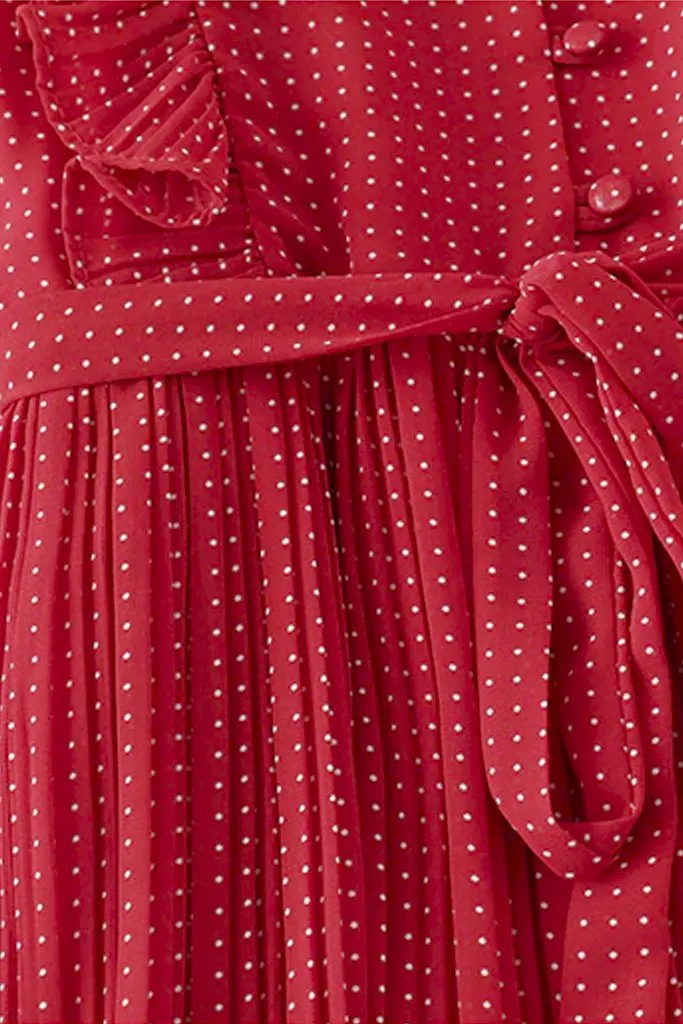 Mona Red Dotted Dress