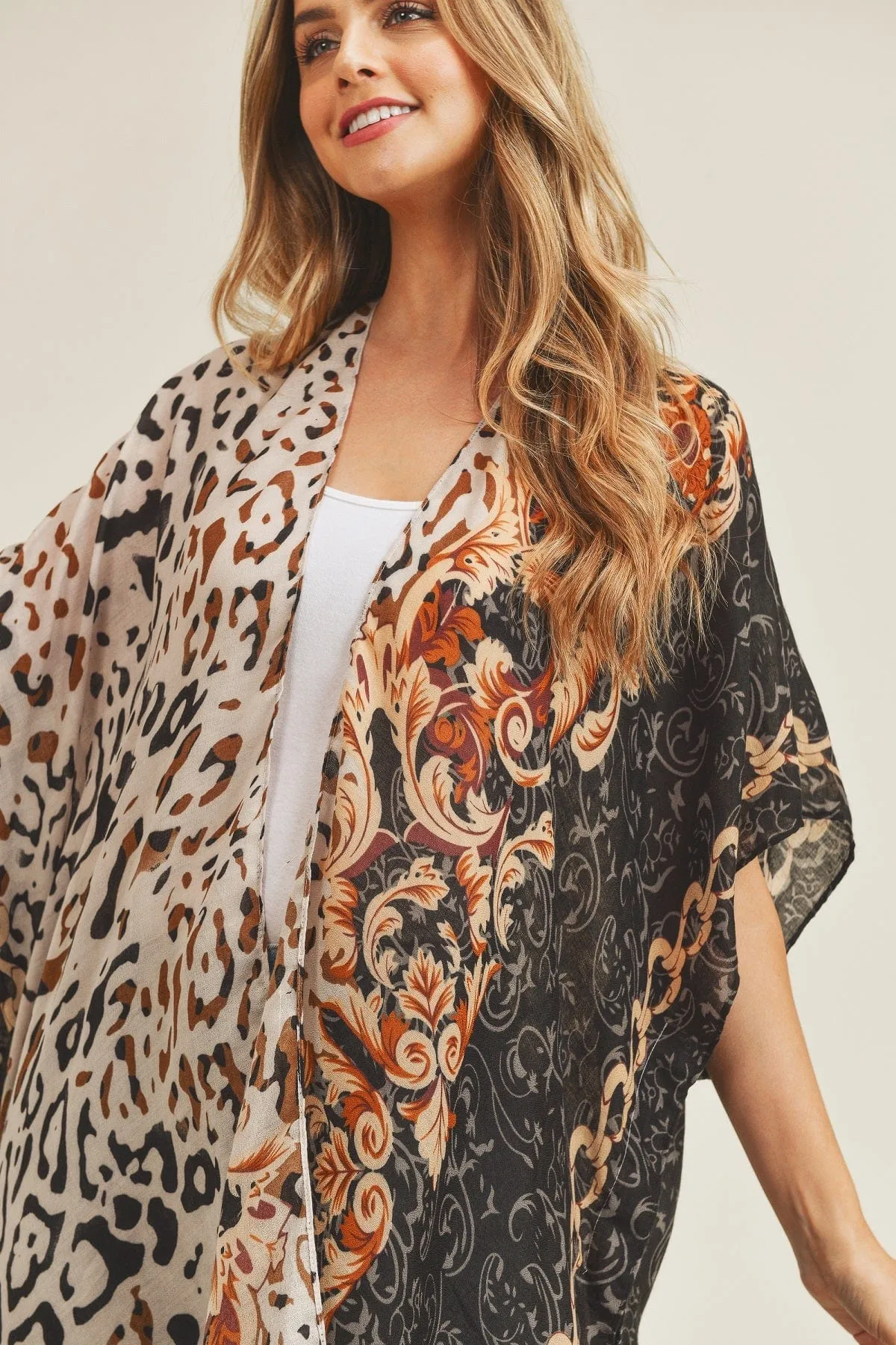 MS0227 Boho Leopard Summer Kimono