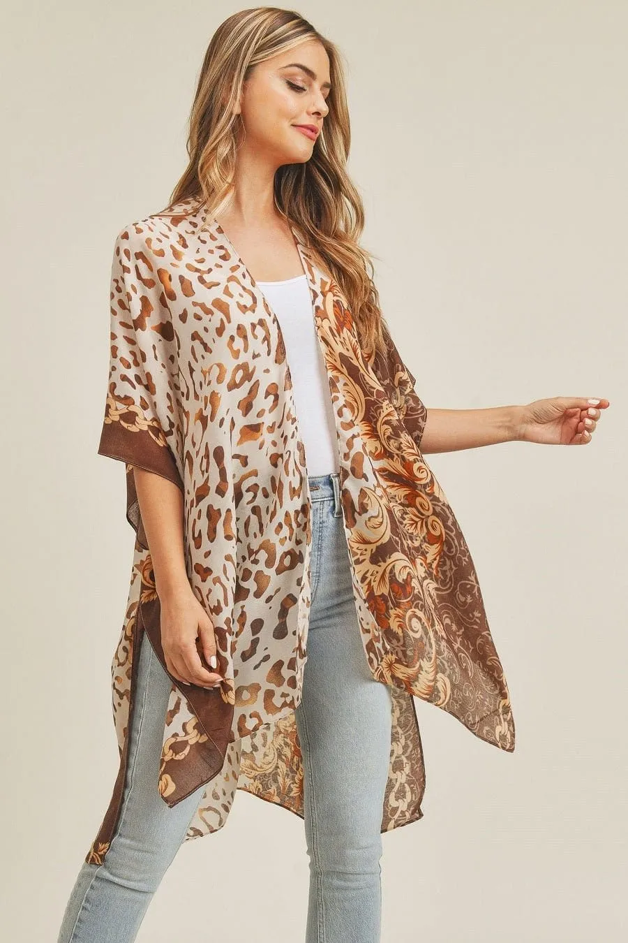 MS0227 Boho Leopard Summer Kimono