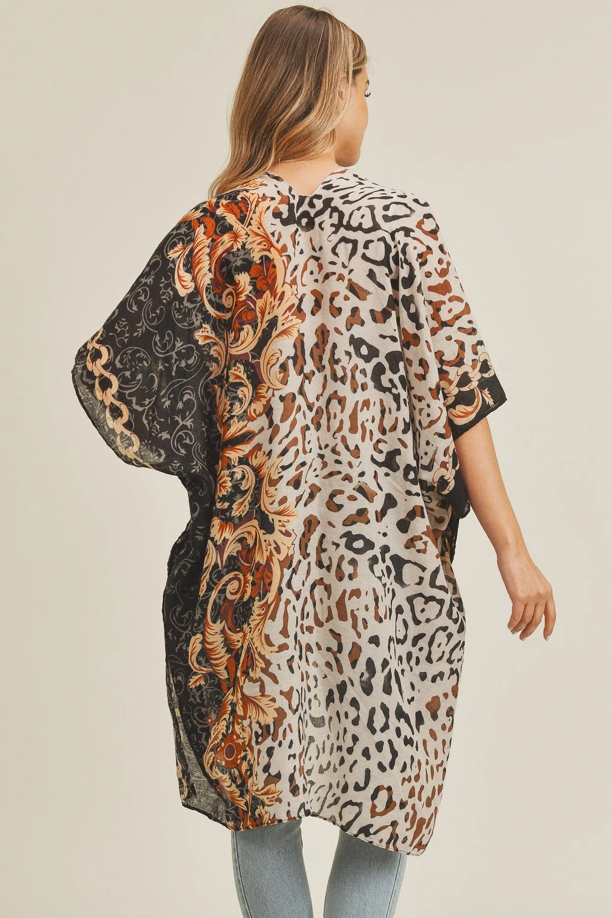 MS0227 Boho Leopard Summer Kimono