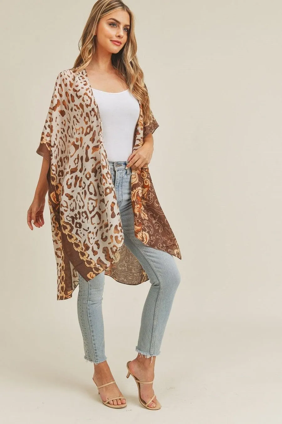 MS0227 Boho Leopard Summer Kimono