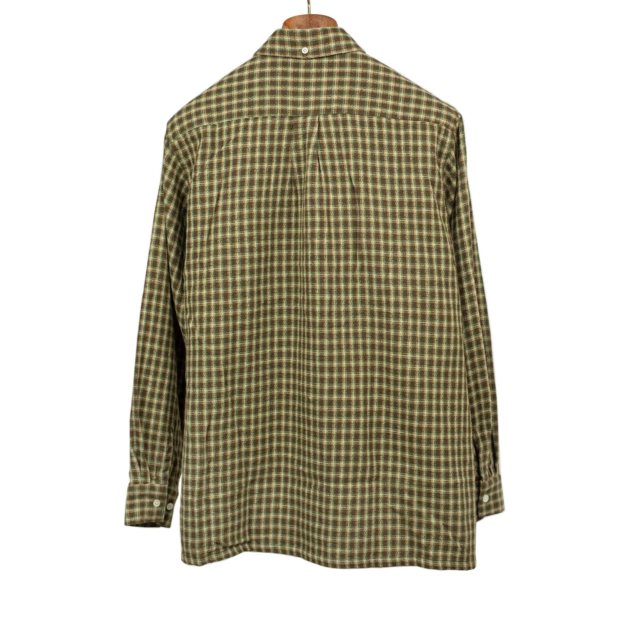 Panama double-faced cotton shirt in brown check