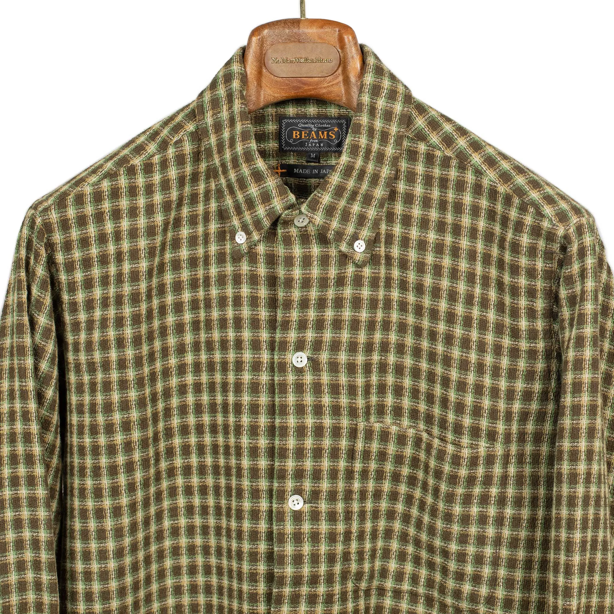 Panama double-faced cotton shirt in brown check