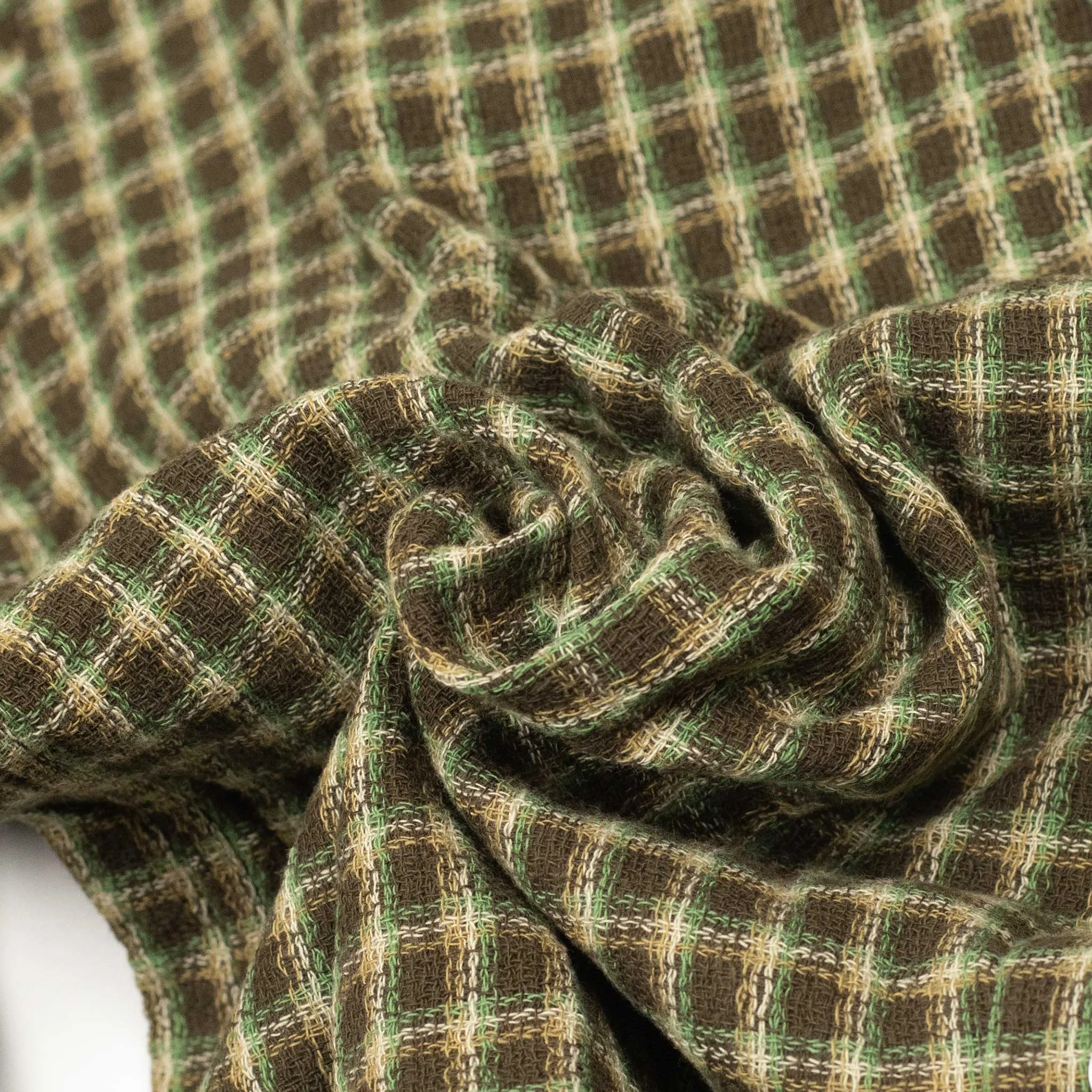 Panama double-faced cotton shirt in brown check
