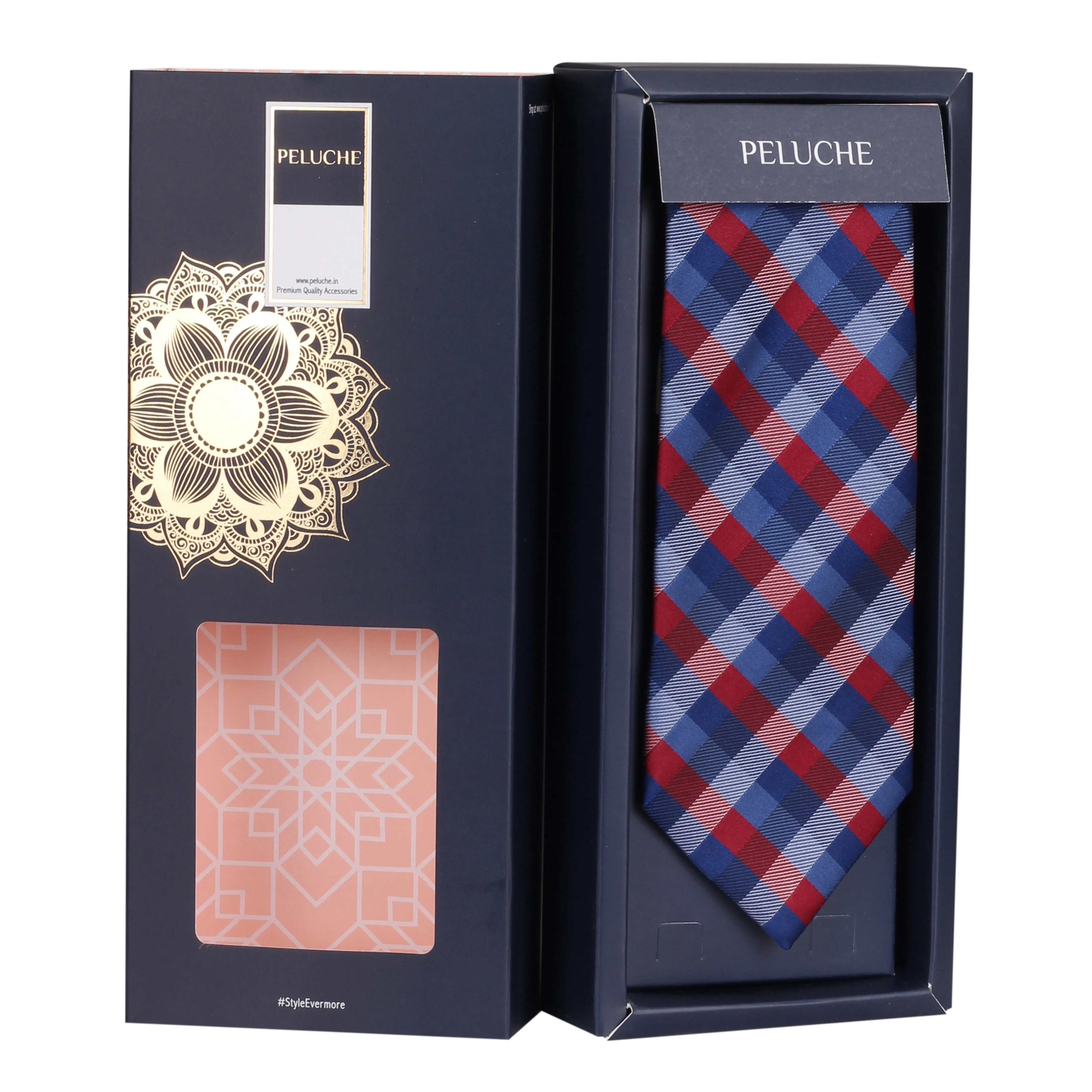 Peluche Moderated Checks Microfiber Necktie For Men