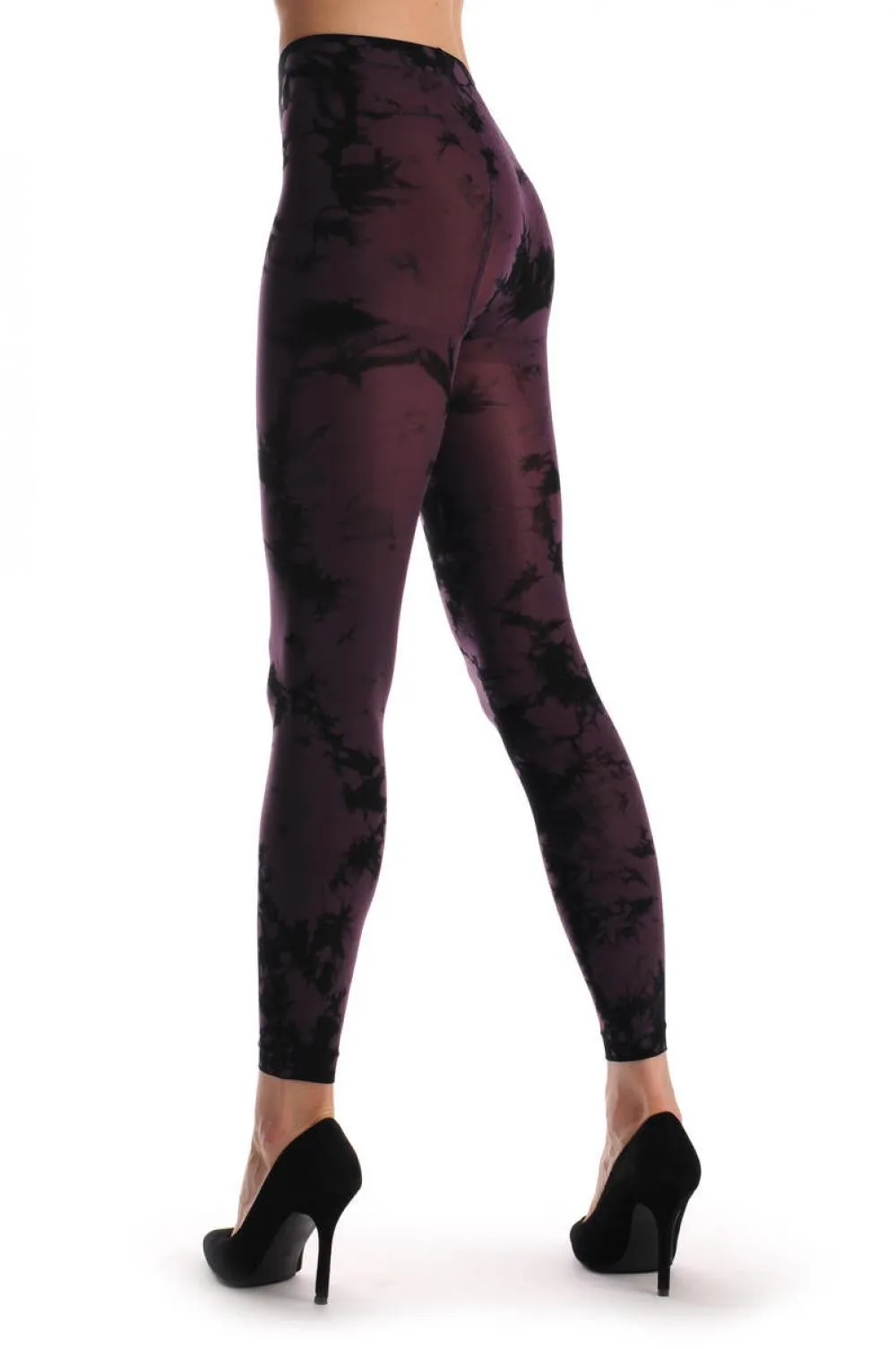 Plum & Black Colour Splash (Tie Dye) Footless