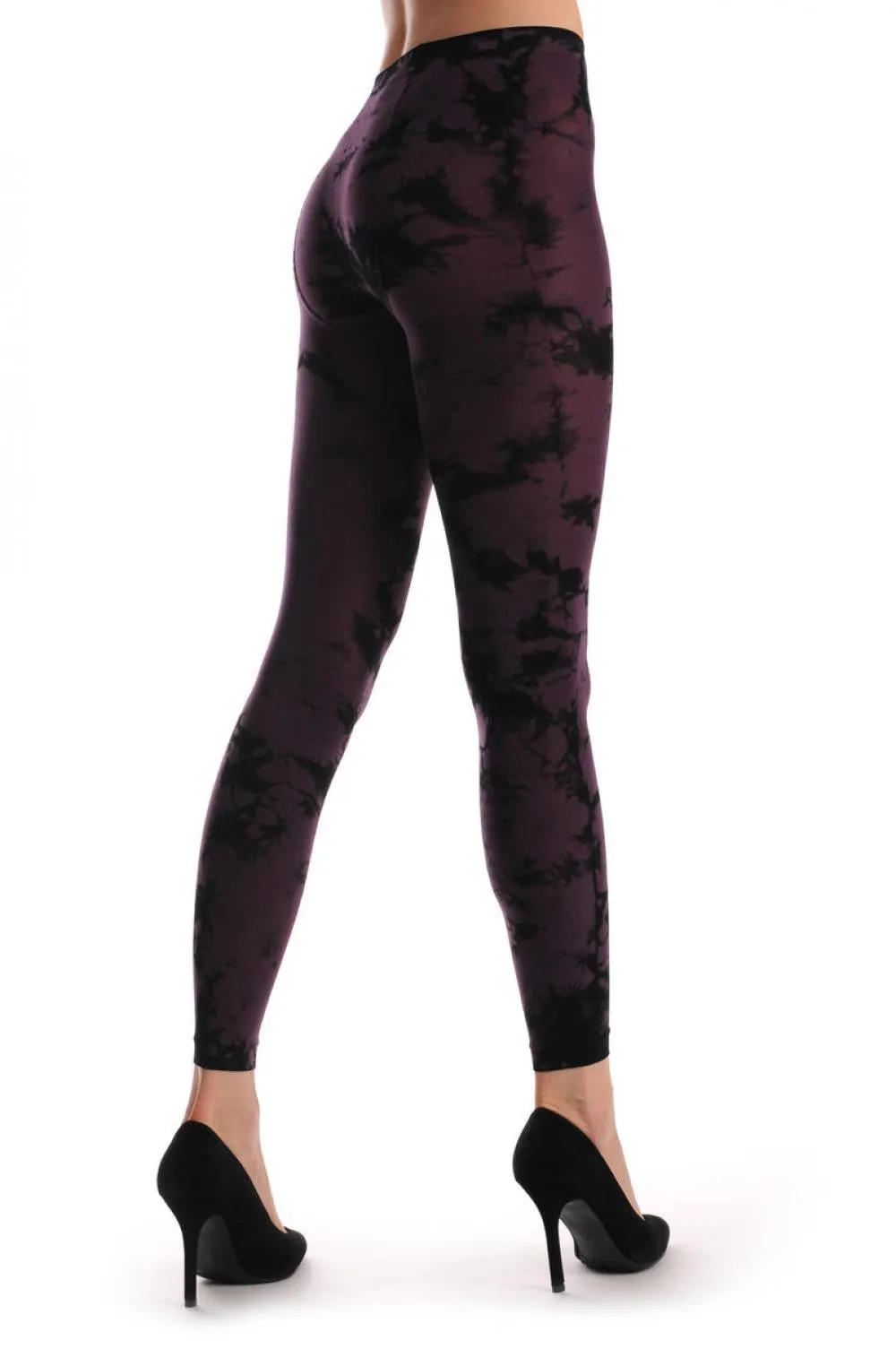 Plum & Black Colour Splash (Tie Dye) Footless