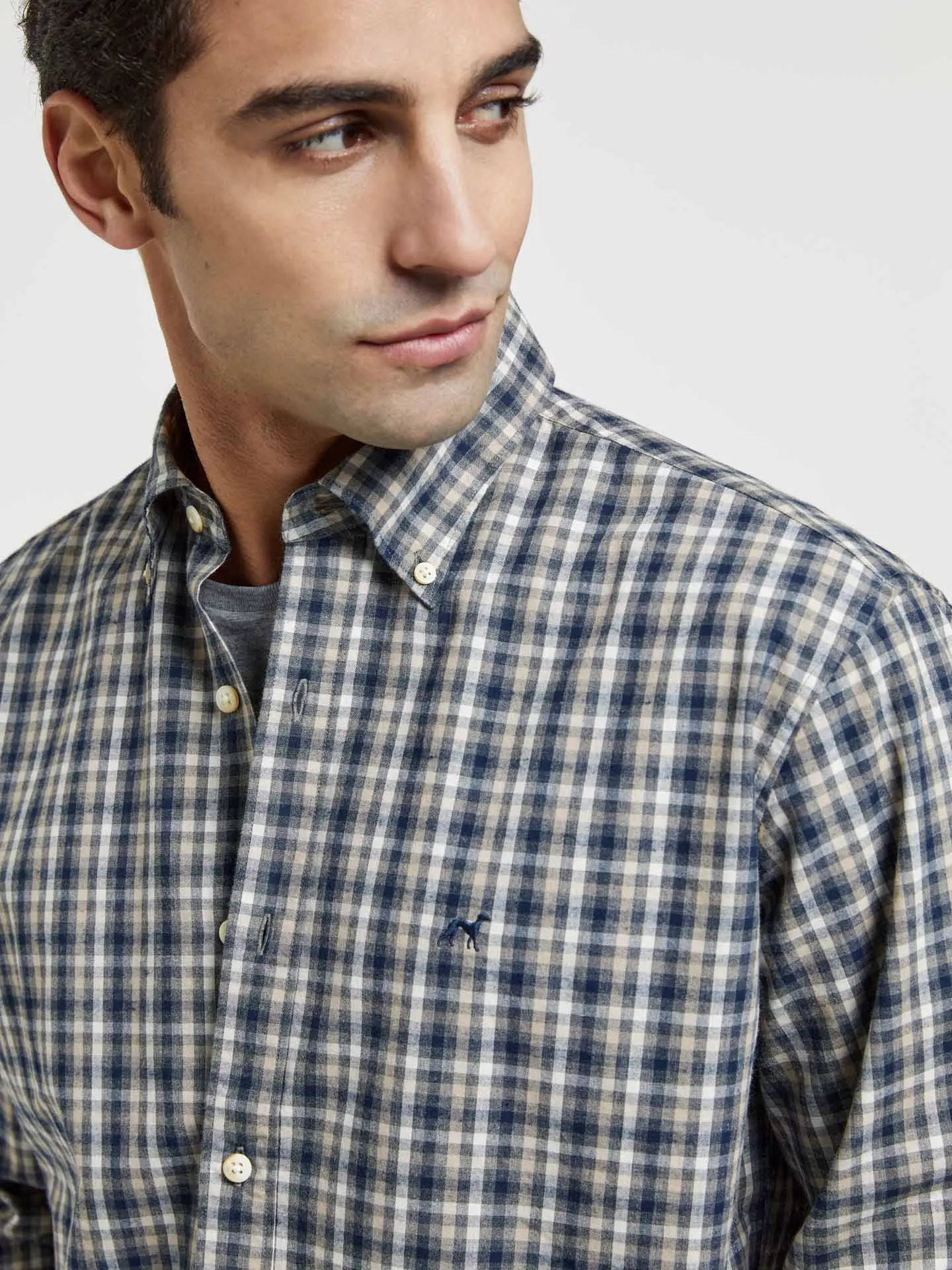 Regular fit melange checks shirt