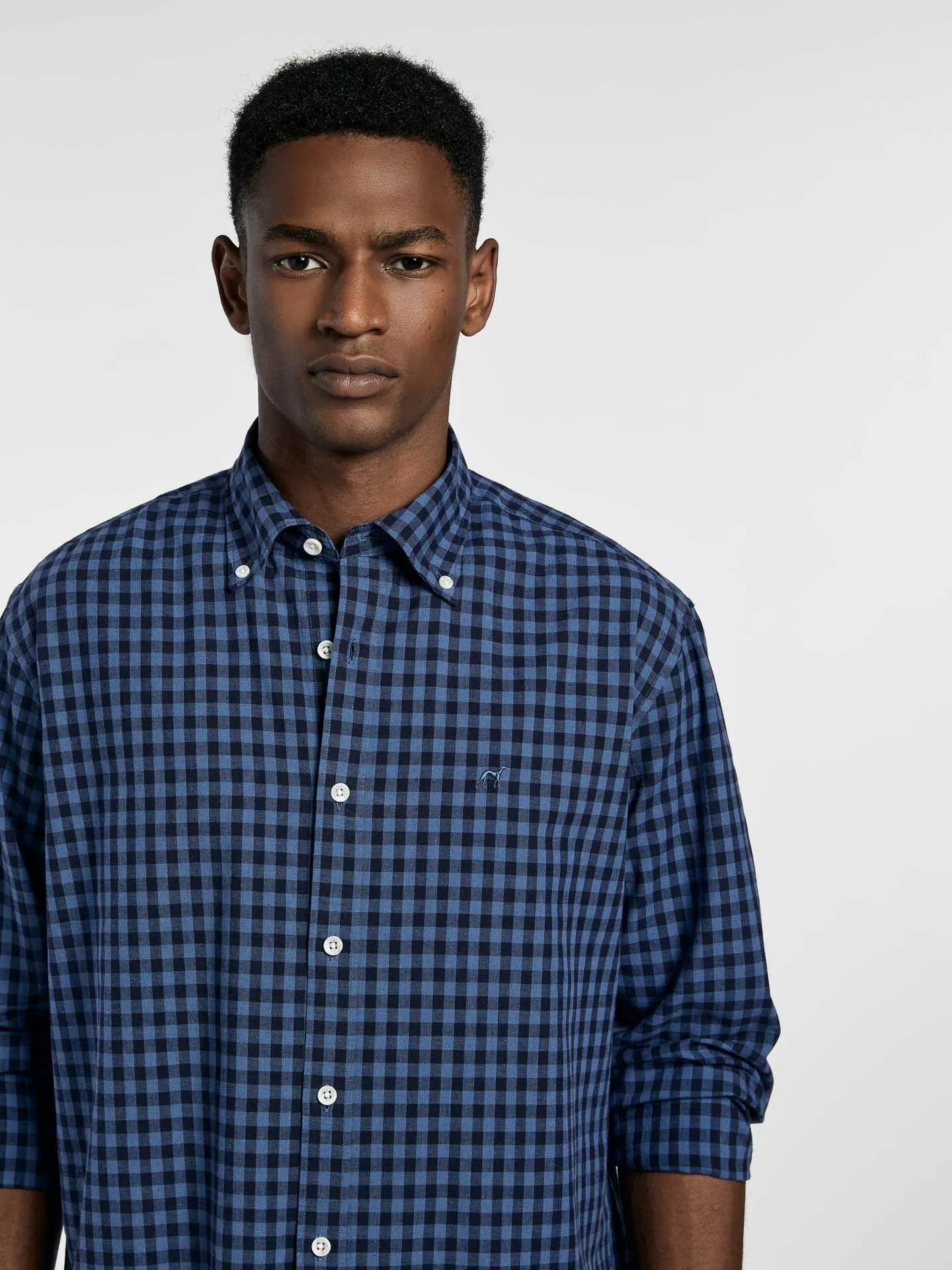 Regular fit special edition cotton-linen blend checks shirt