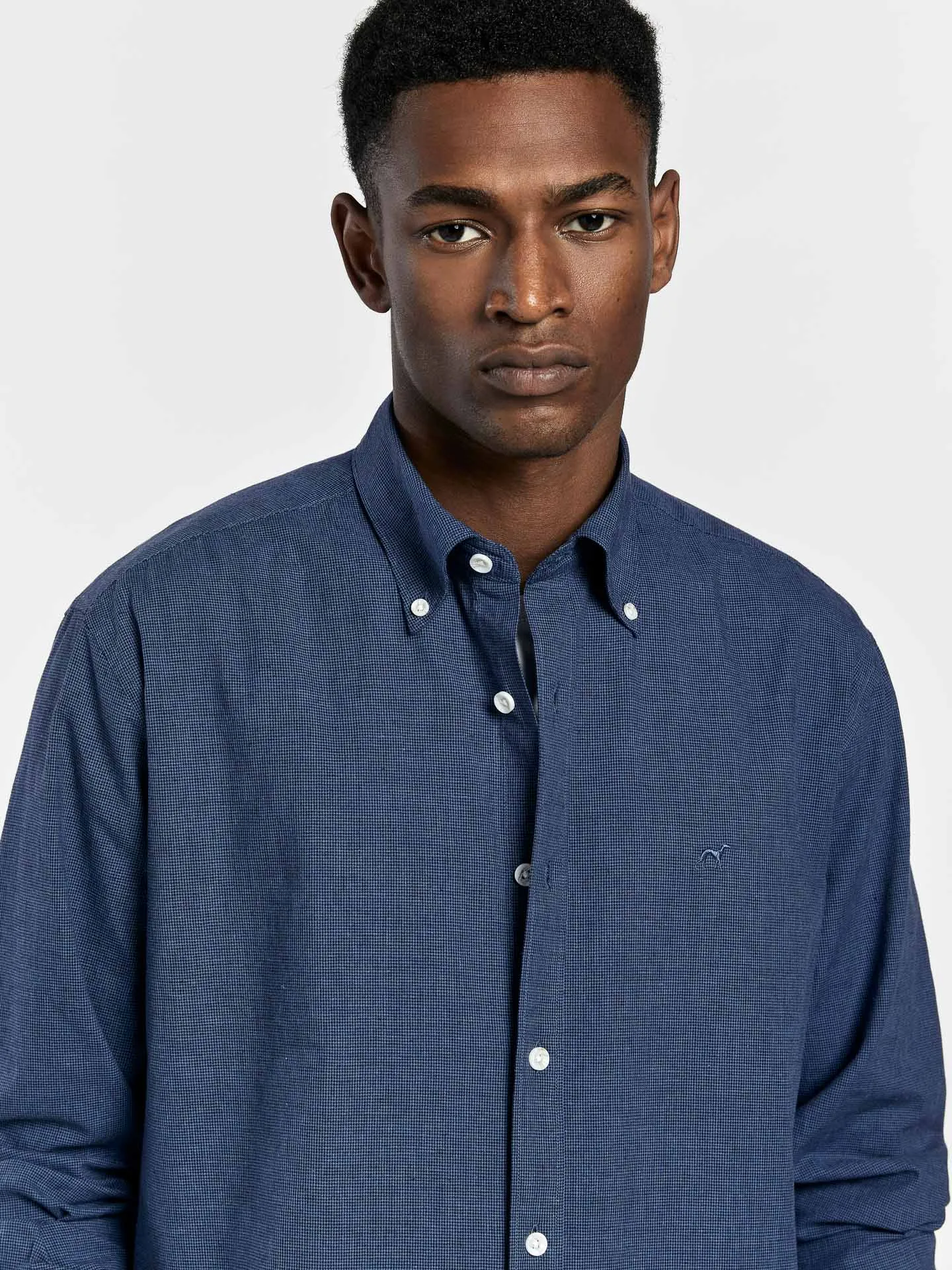 Regular fit special edition cotton-linen blend small checks shirt