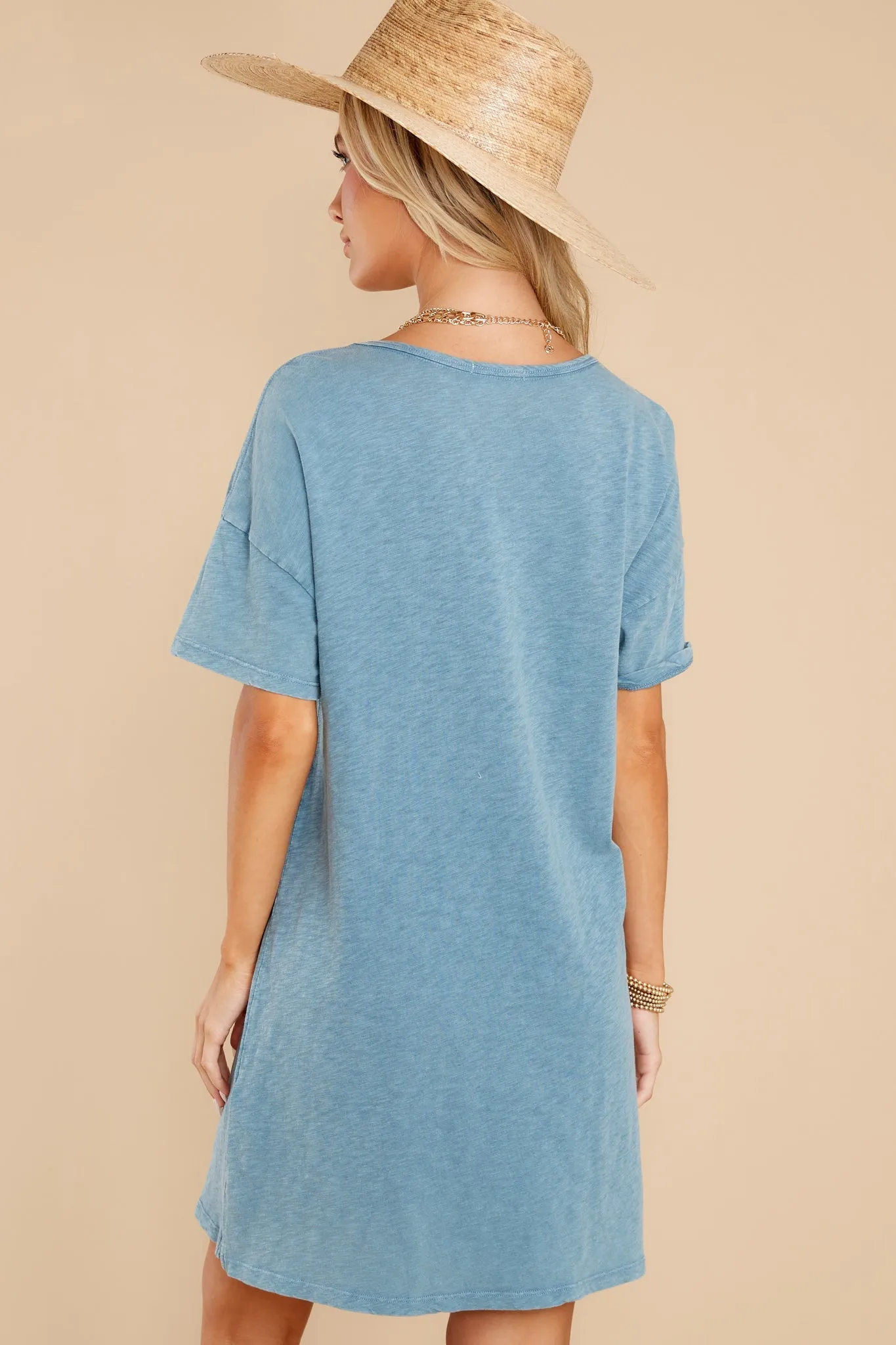 Relaxed Carribean Blue T-Shirt Dress