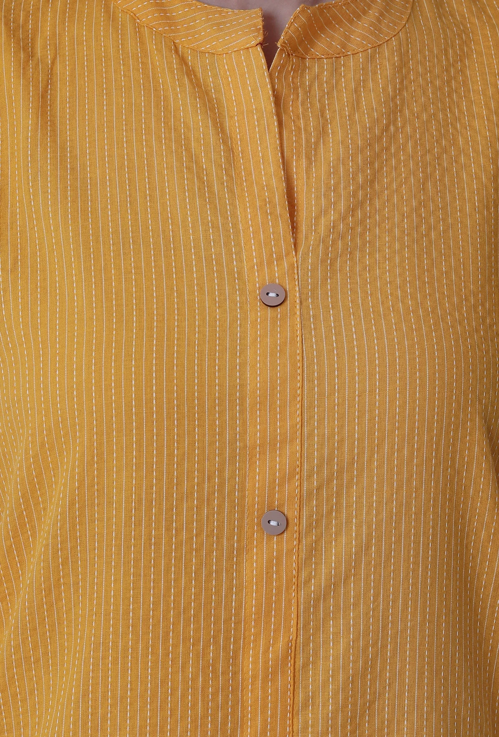 Set Of 2: Bee Yellow Cotton Kurti With Palazzo Set