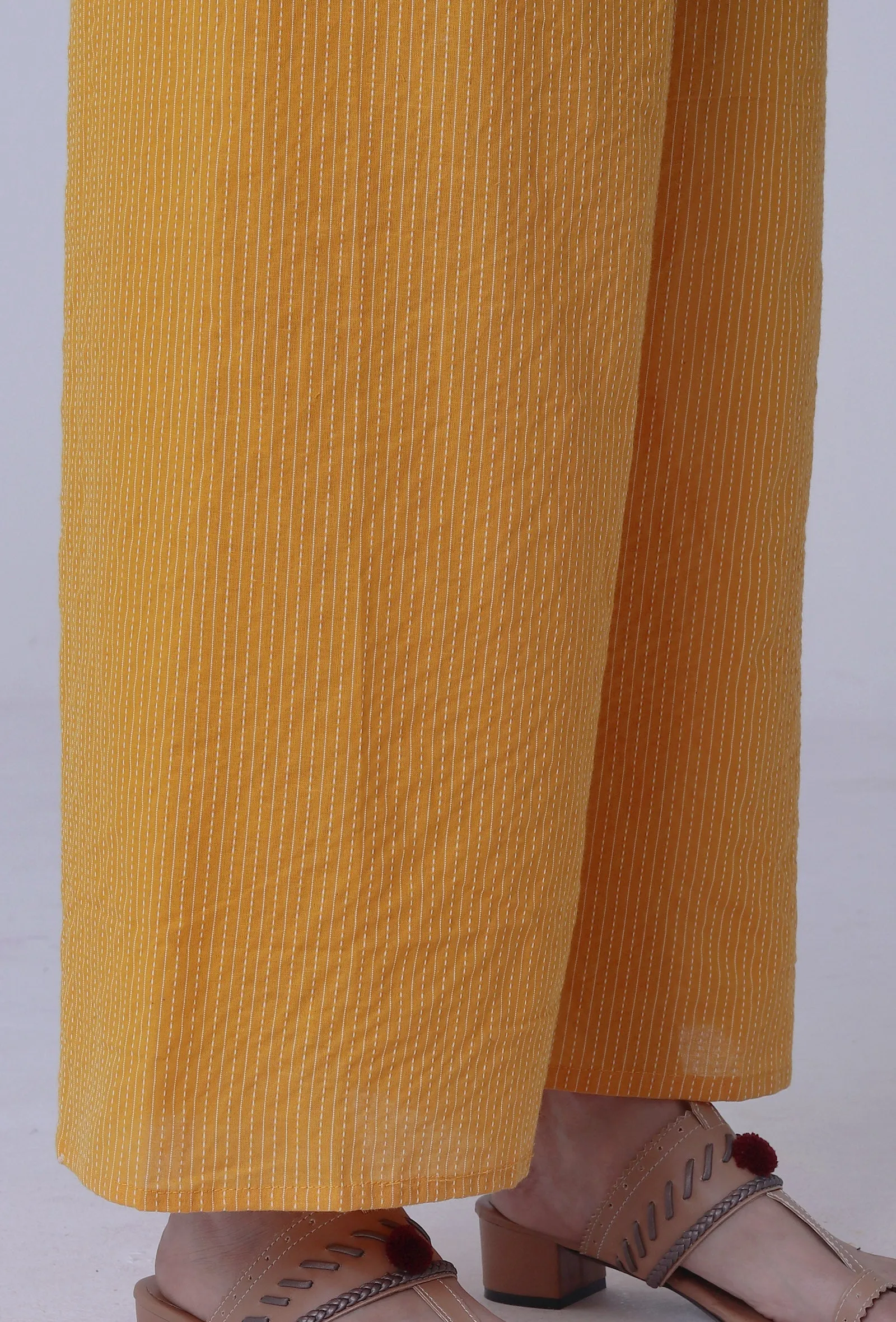 Set Of 2: Bee Yellow Cotton Kurti With Palazzo Set