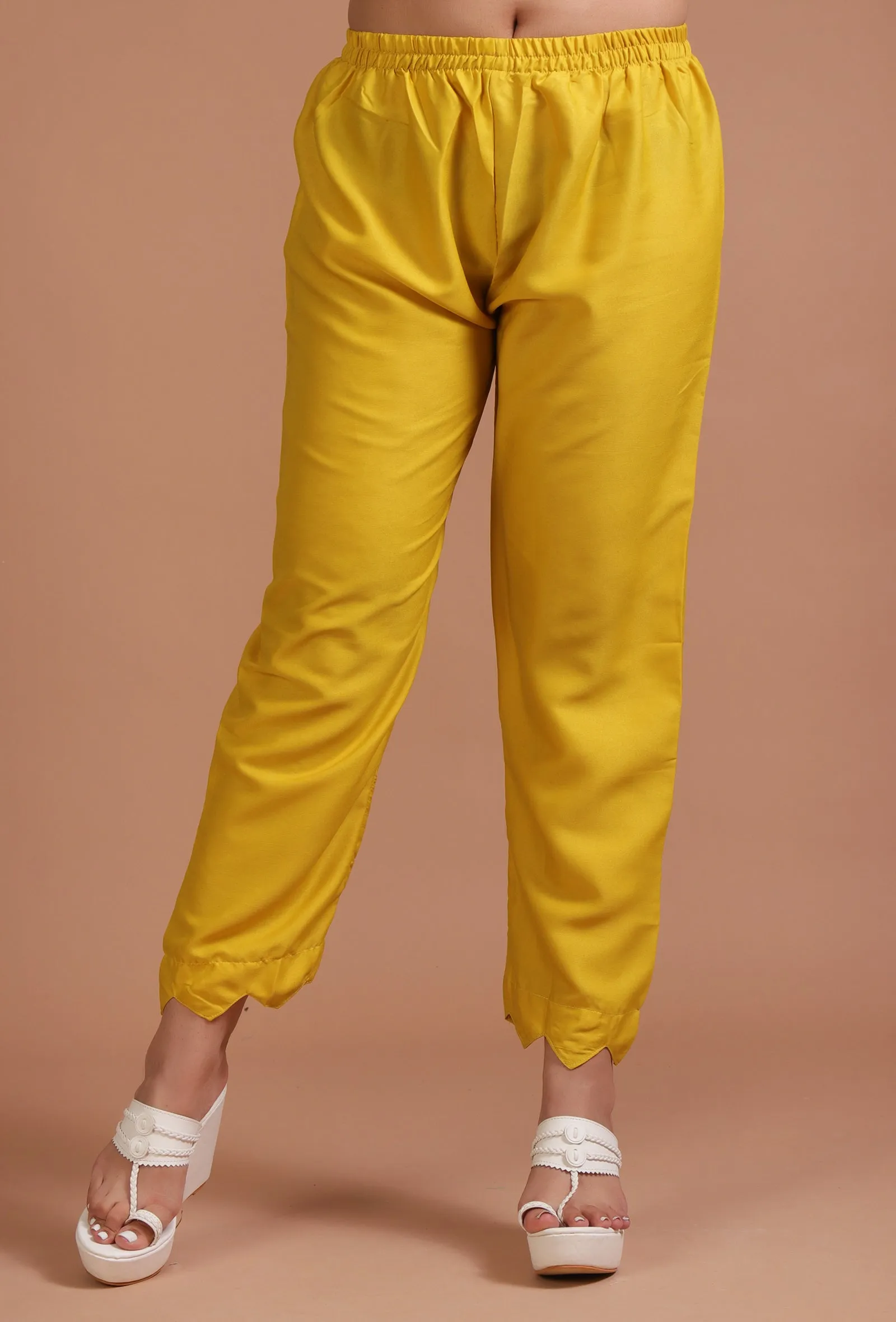 Set Of 3: Yellow Cotton Printed Kurta With Pant & Dupatta