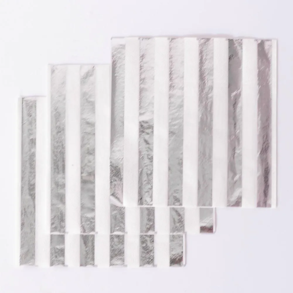 Silver Foiled Striped Napkins