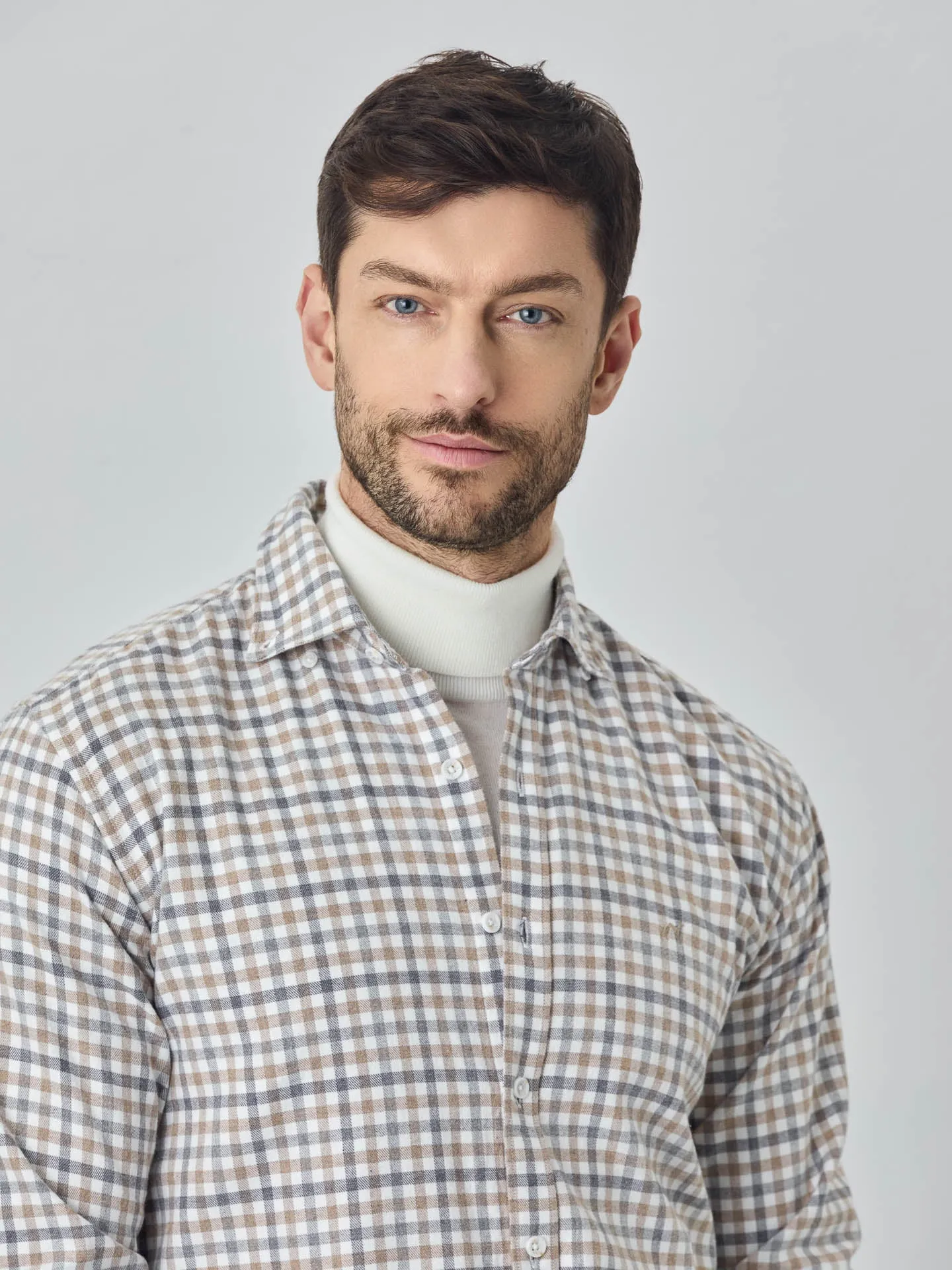 Slim fit checks flannel shirt