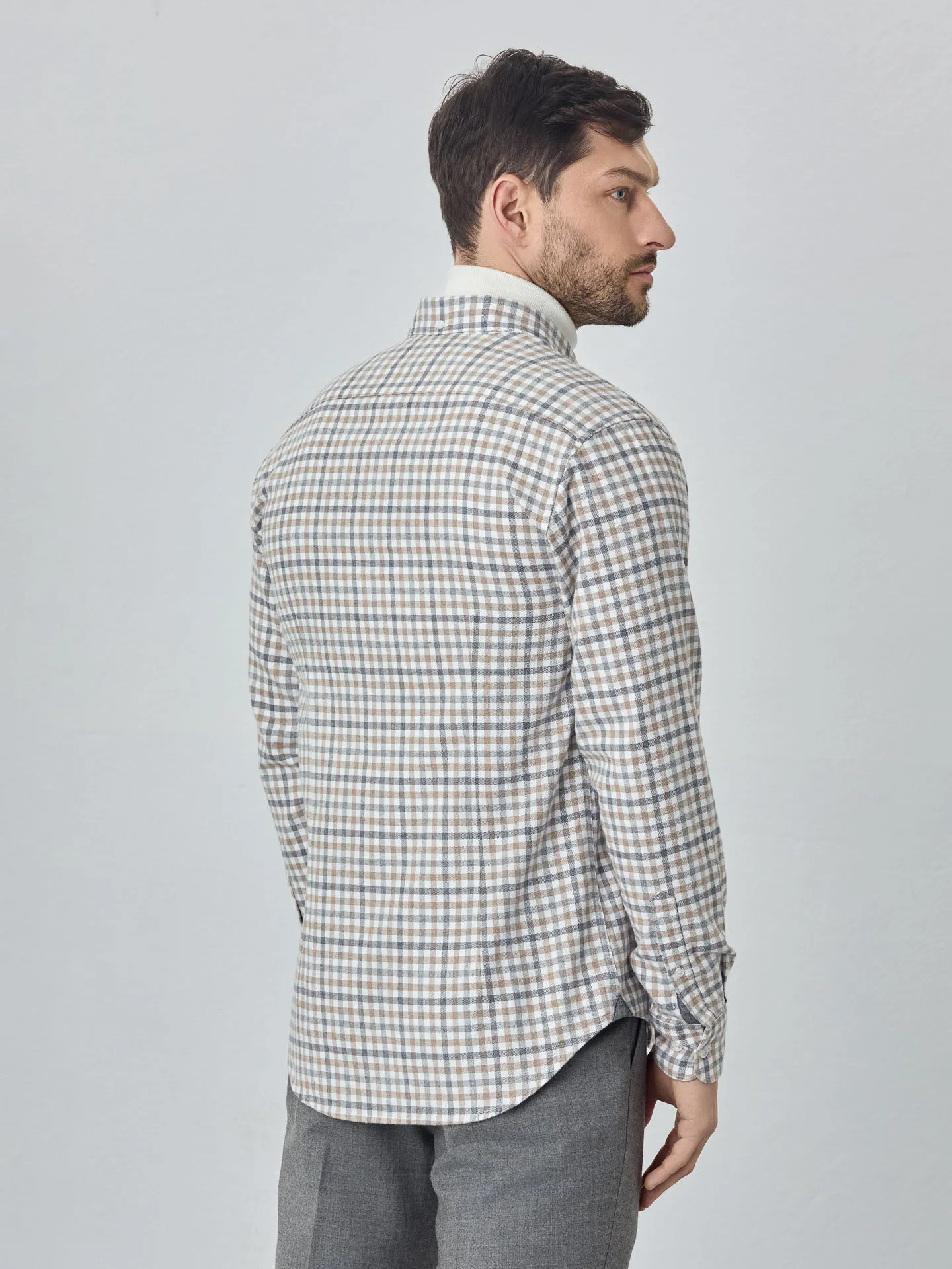 Slim fit checks flannel shirt