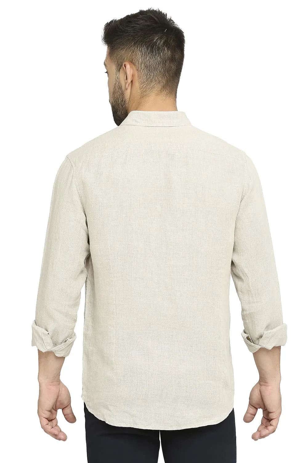 Slim Fit Linen Cotton Checks Shirt