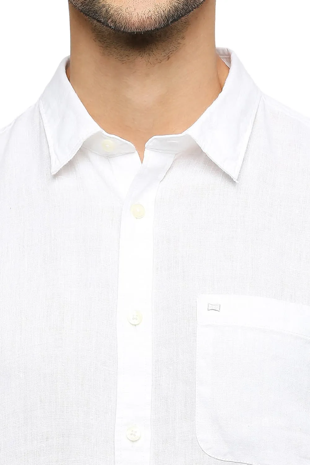 Slim Fit Linen Cotton Checks Shirt