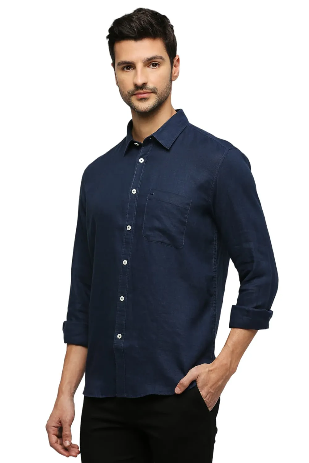 Slim Fit Linen Cotton Checks Shirt