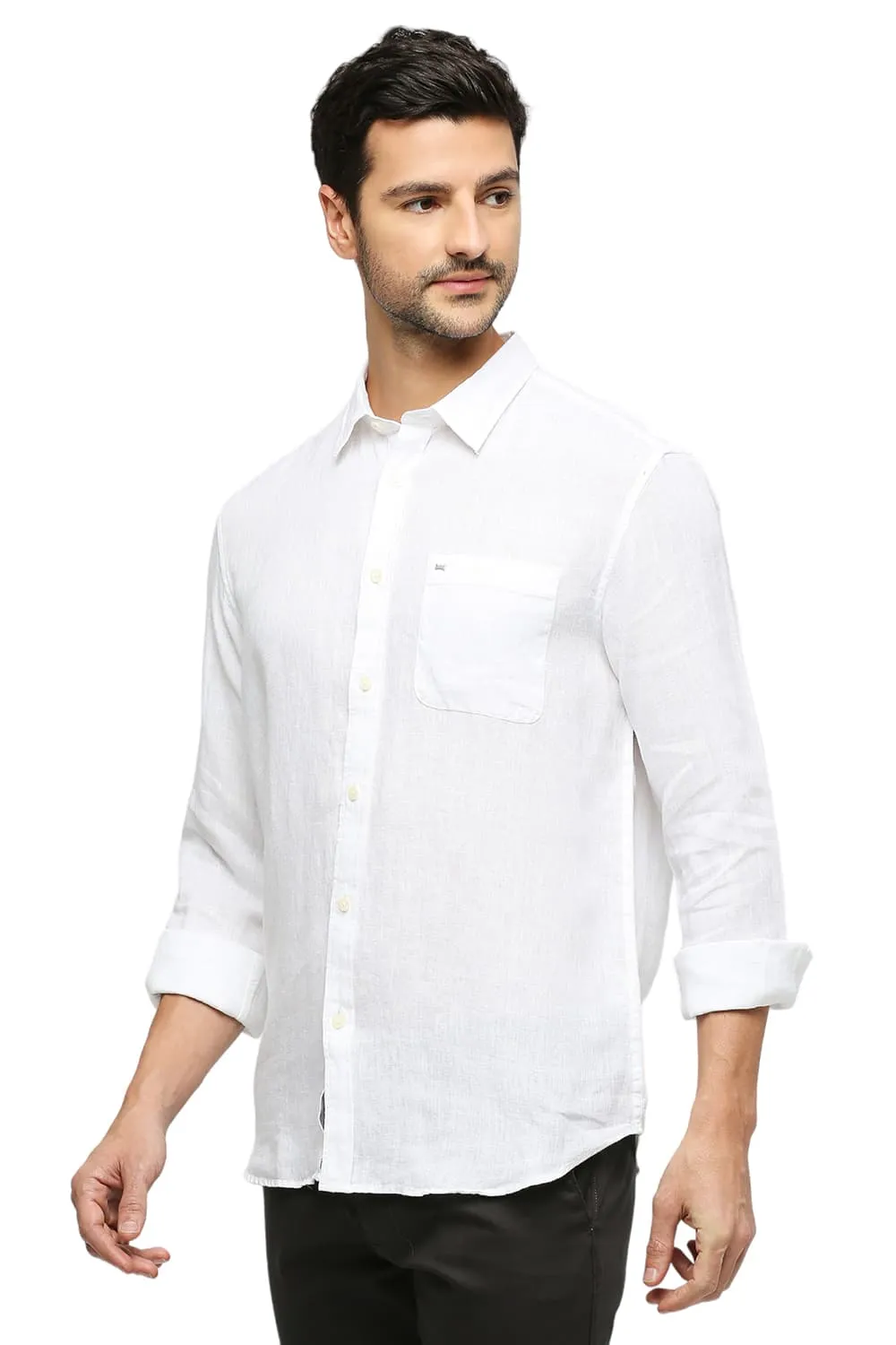 Slim Fit Linen Cotton Checks Shirt