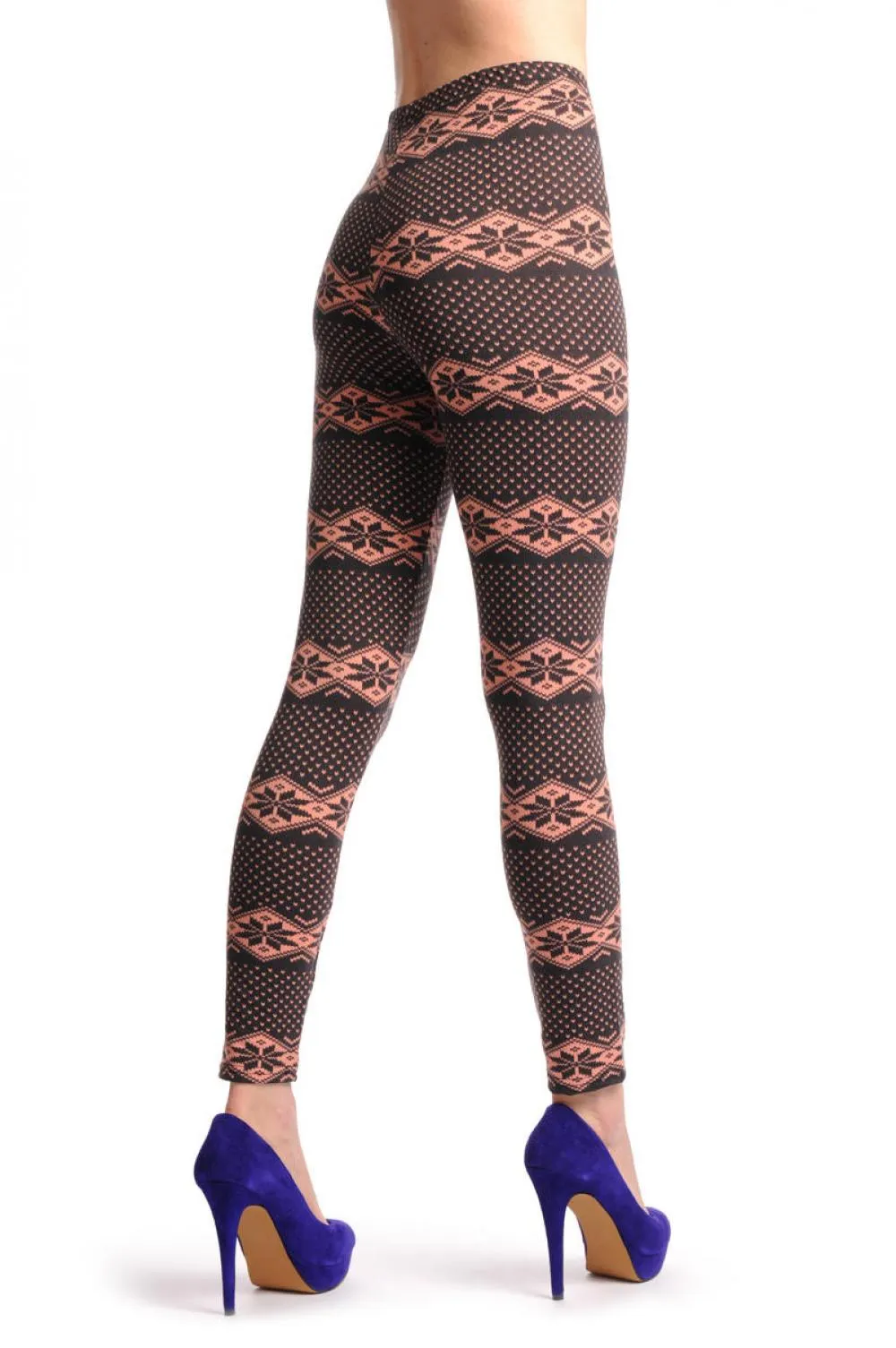 Soft Pink & Dark Brown Aztec Jacquard Knit Print