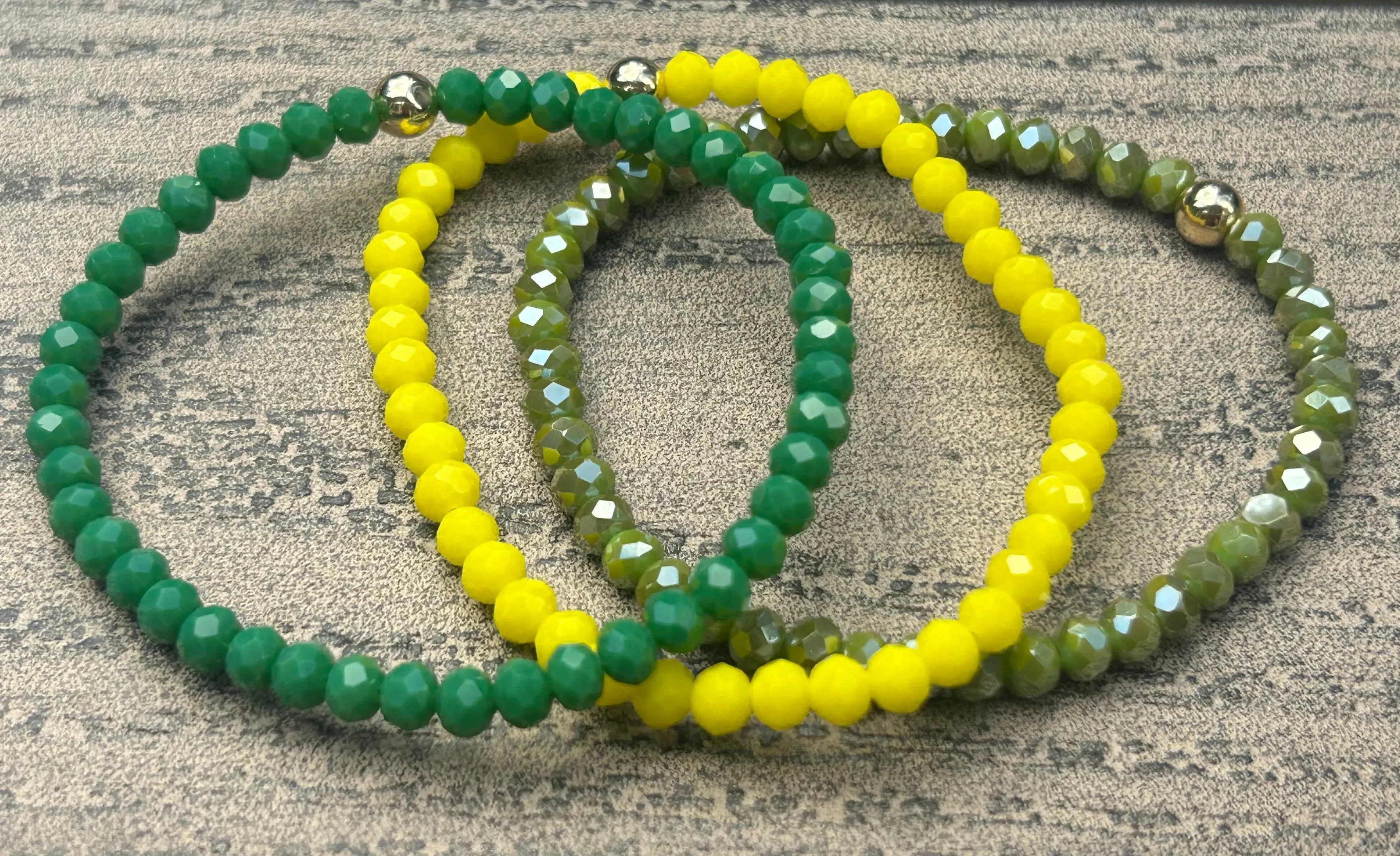 Warm Neon Yellow Faceted Rondelle 4mm Bracelet