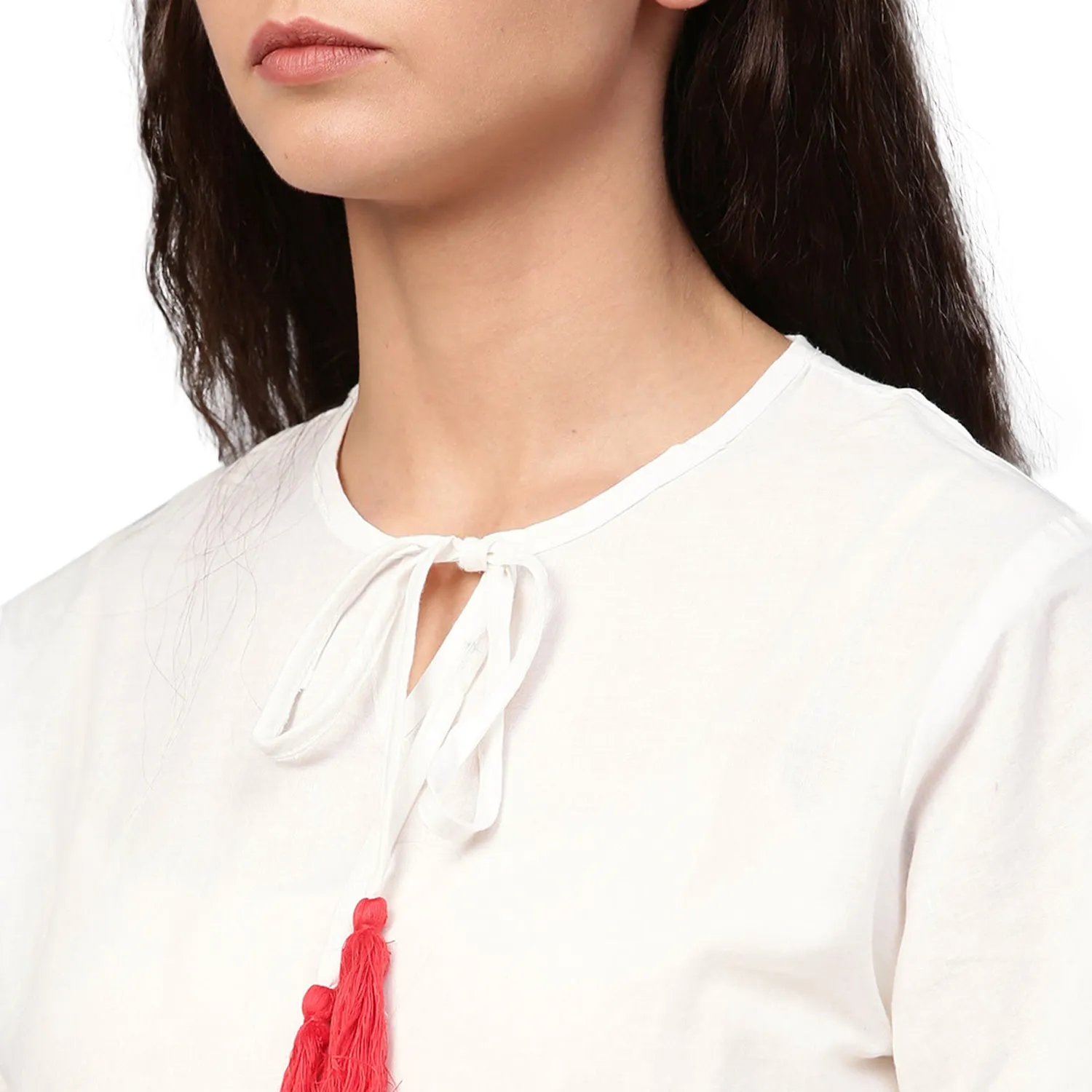 White Schiffli Embroidered A-Line Top