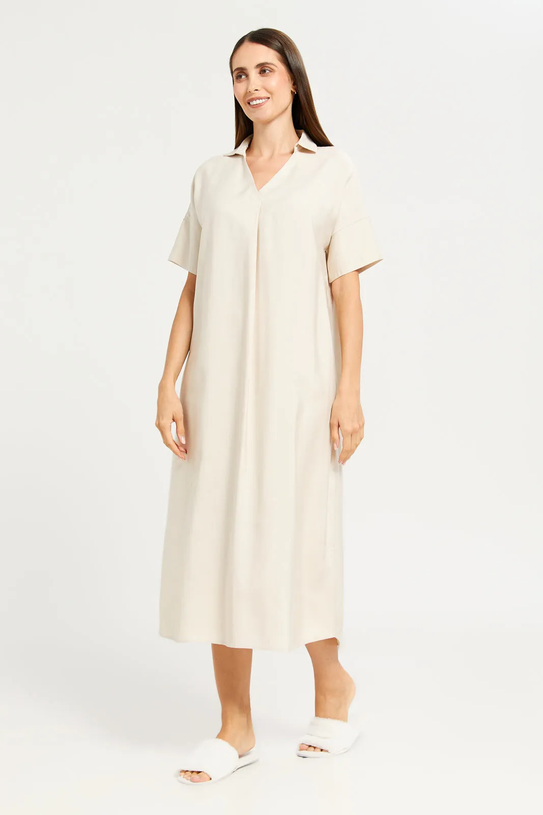 Women Beige Kaftan Dress